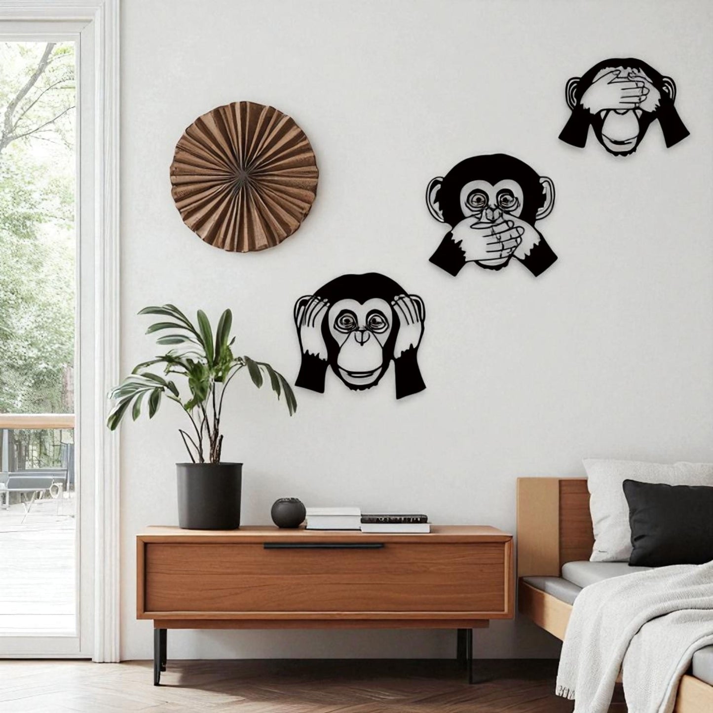 3 Pcs Funny Monkey Metal Wall Decor – See Hear Speak No Evil