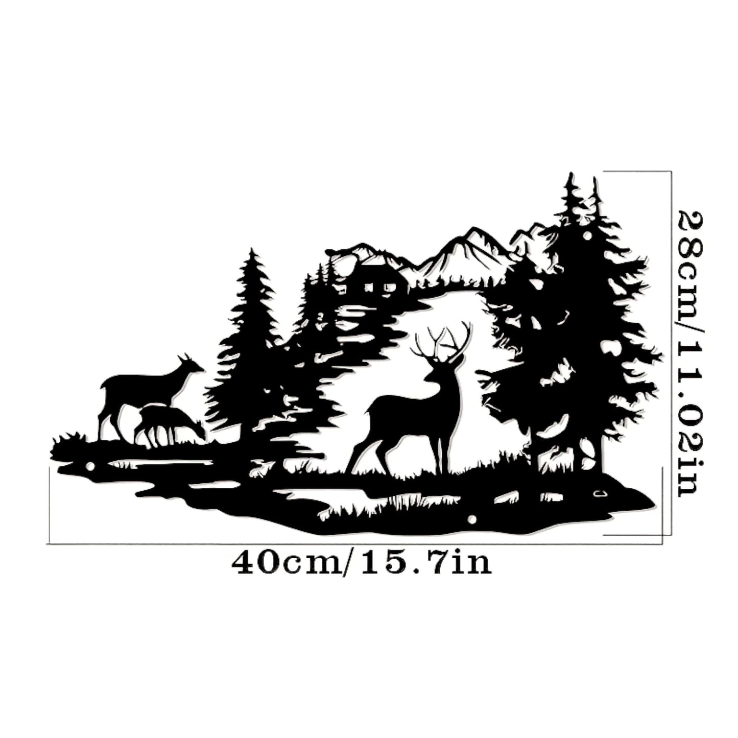 Deer Forest Silhouette Metal Wall Art – Rustic Cabin Home Decor