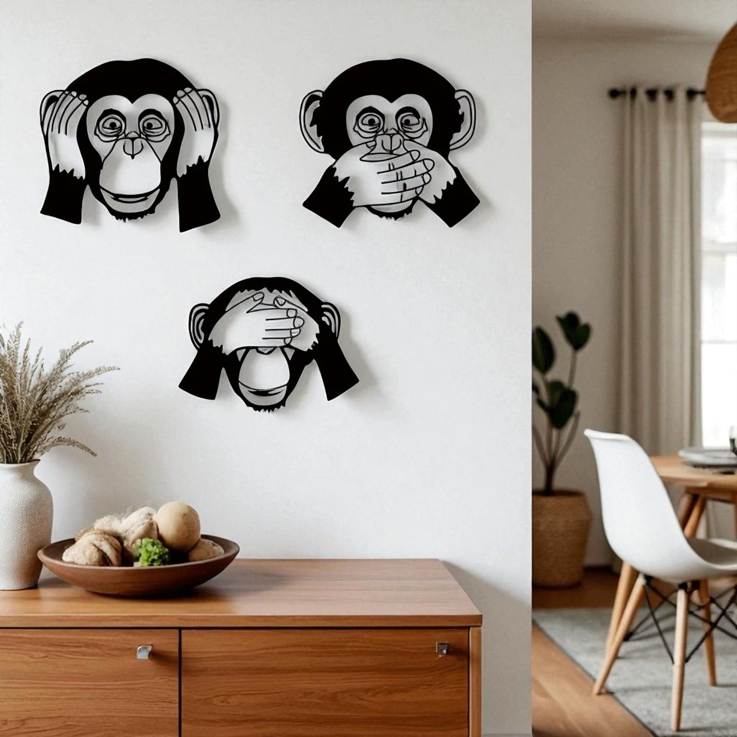 3 Pcs Funny Monkey Metal Wall Decor – See Hear Speak No Evil