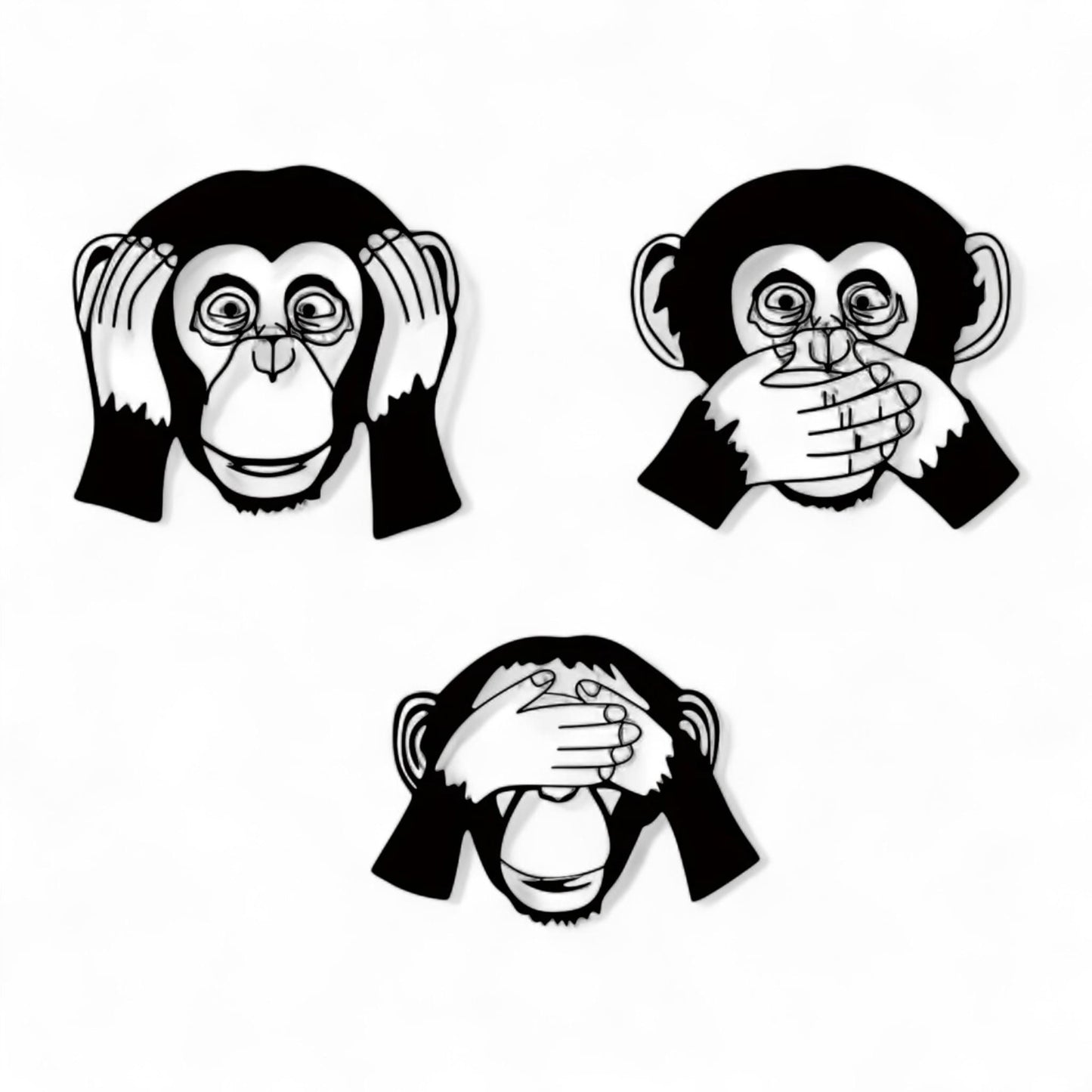 3 Pcs Funny Monkey Metal Wall Decor – See Hear Speak No Evil