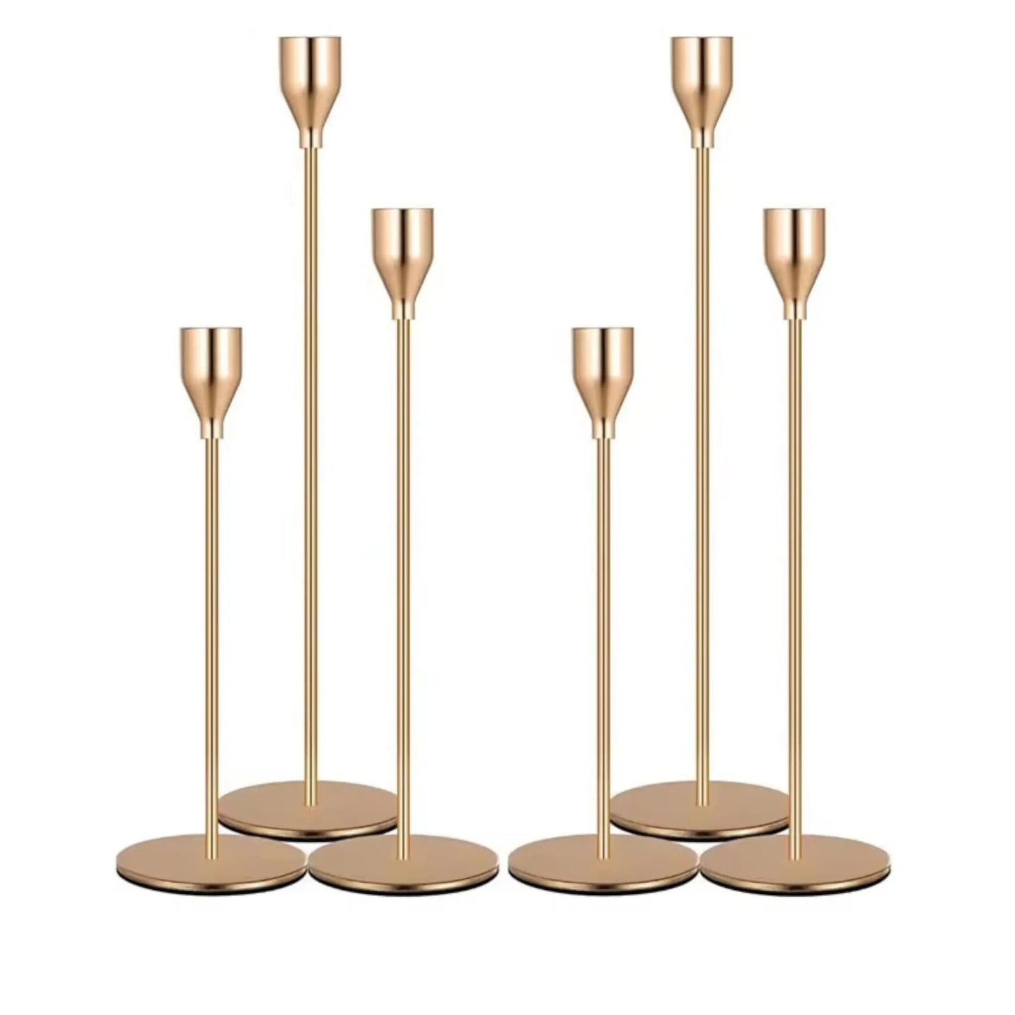3-Piece Metal Candle Holder Set – Elegant Gold Candlesticks for Home and Event Decor Geniogoods