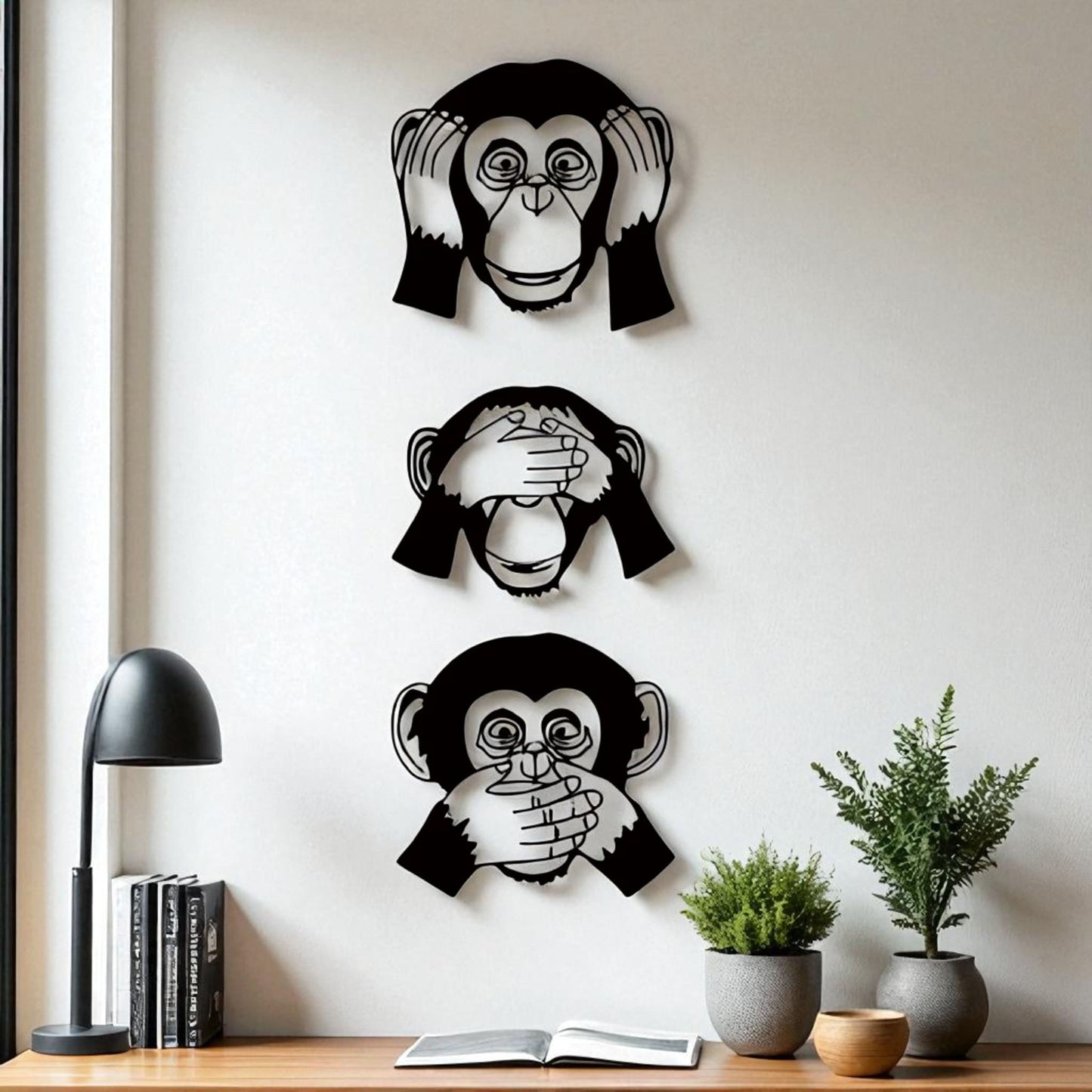 3 Pcs Funny Monkey Metal Wall Decor – See Hear Speak No Evil