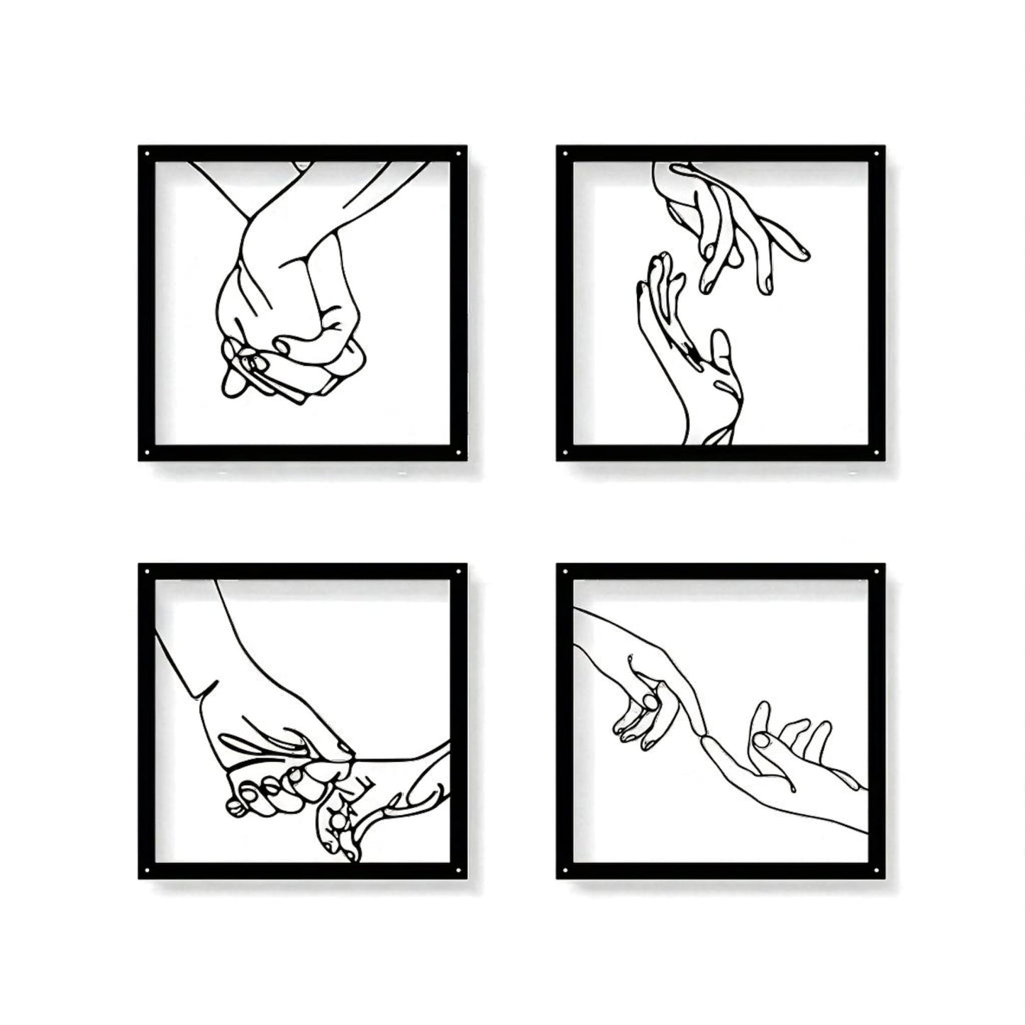 Minimalist Hand Line Art – Black Metal Wall Art
