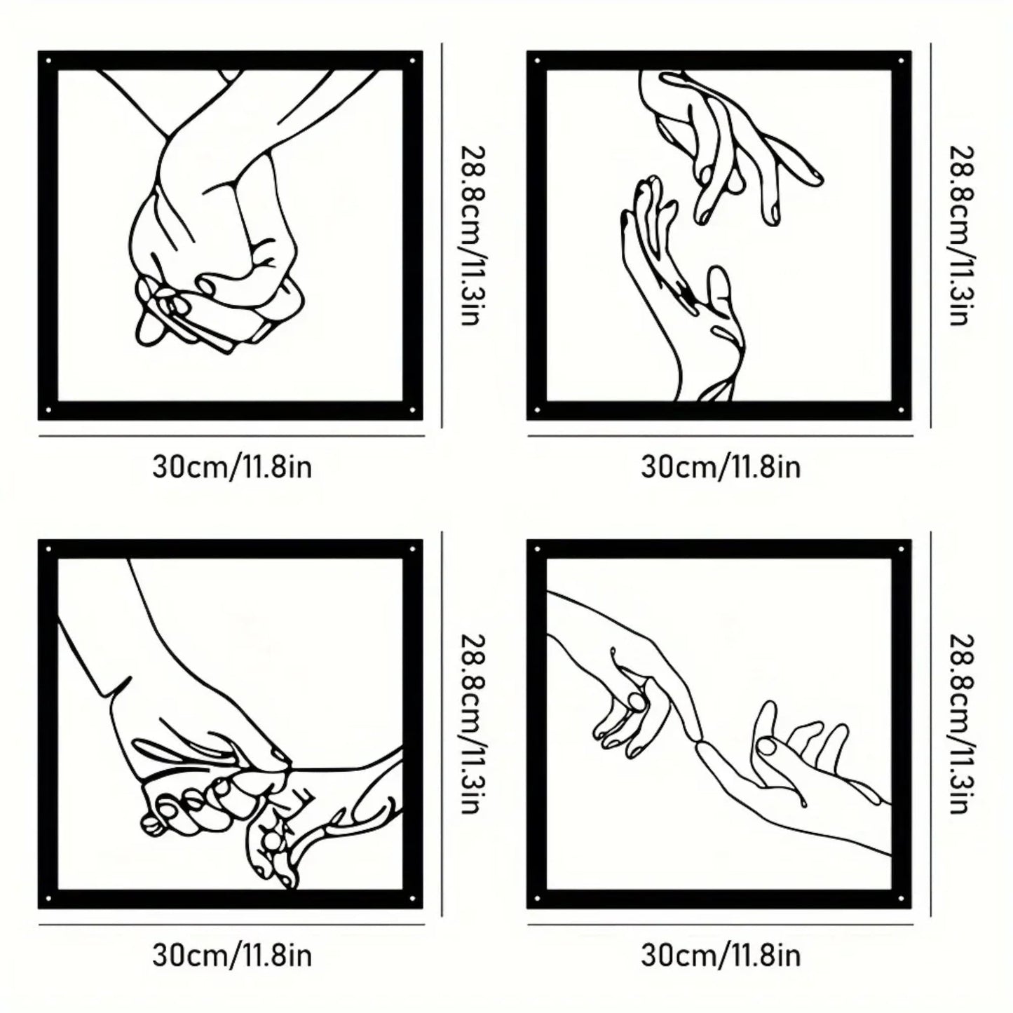 Minimalist Hand Line Art – Black Metal Wall Art