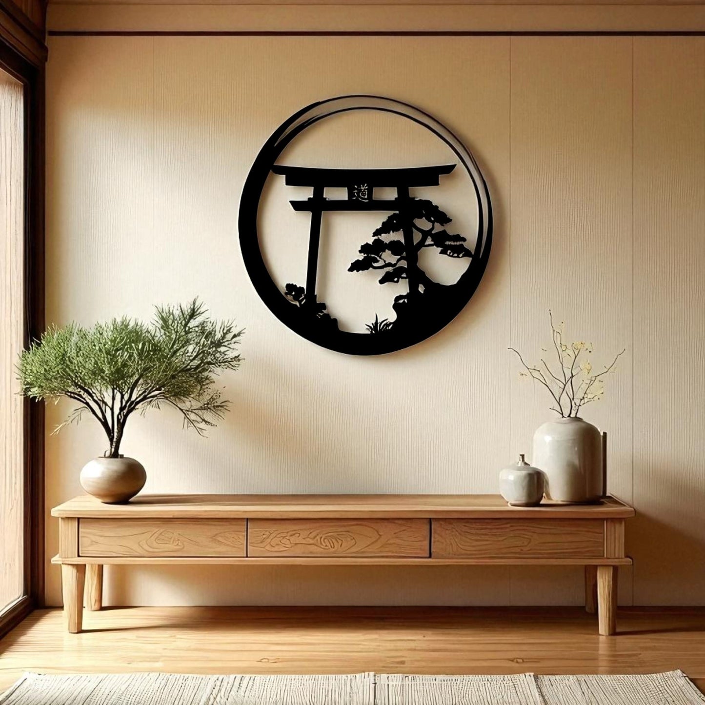 Japanese Torii Gate Metal Wall Sculpture – Zen Bonsai Art