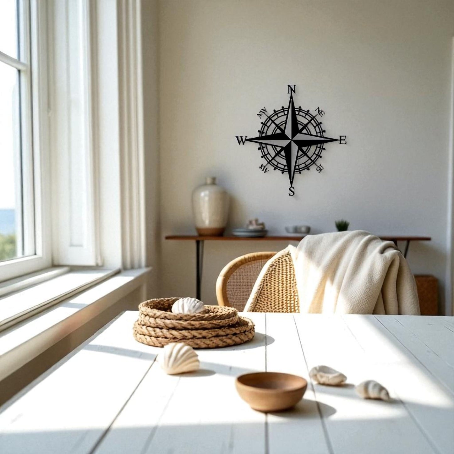 Nautical Compass Wall Art – Metal Pirate Home Decor