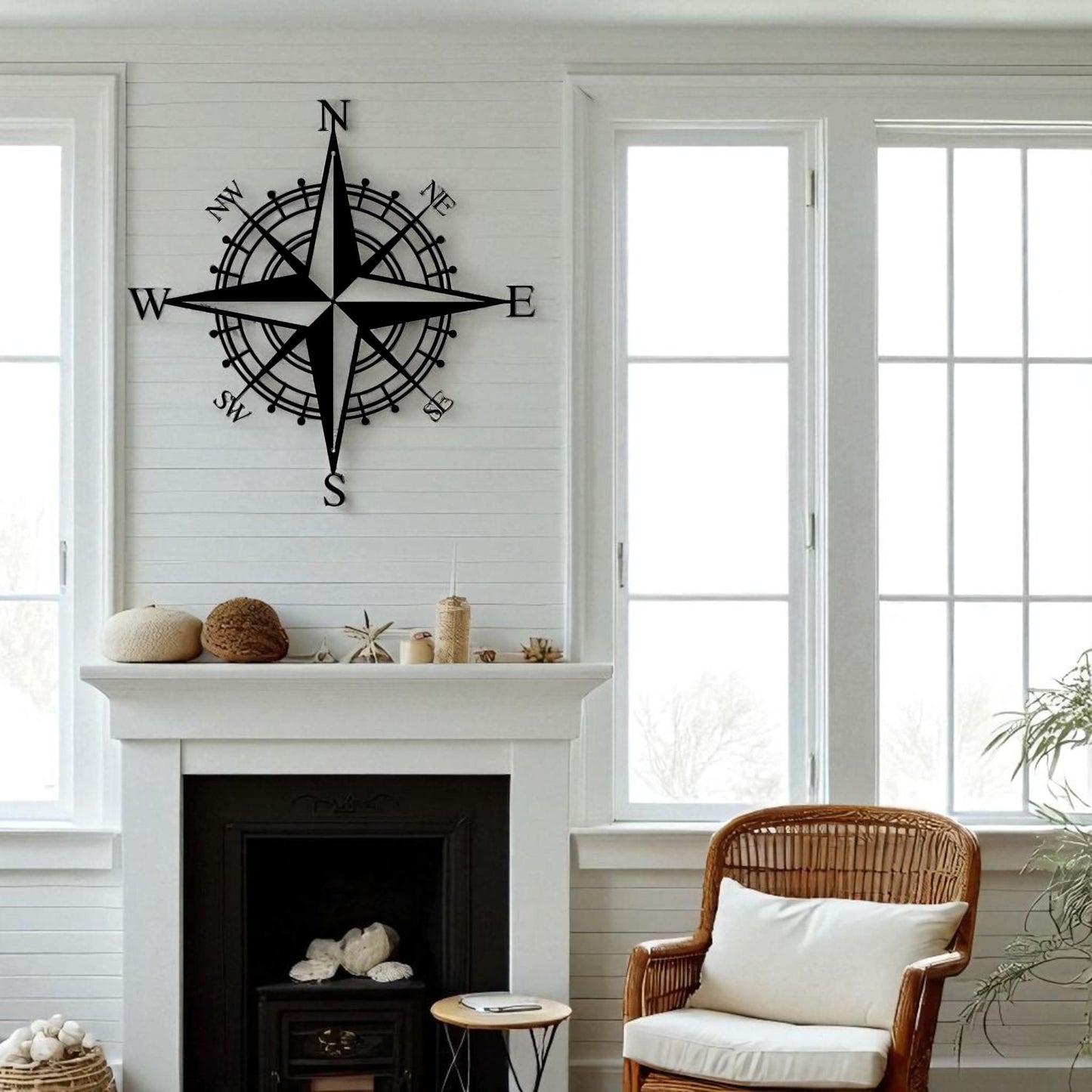 Nautical Compass Wall Art – Metal Pirate Home Decor