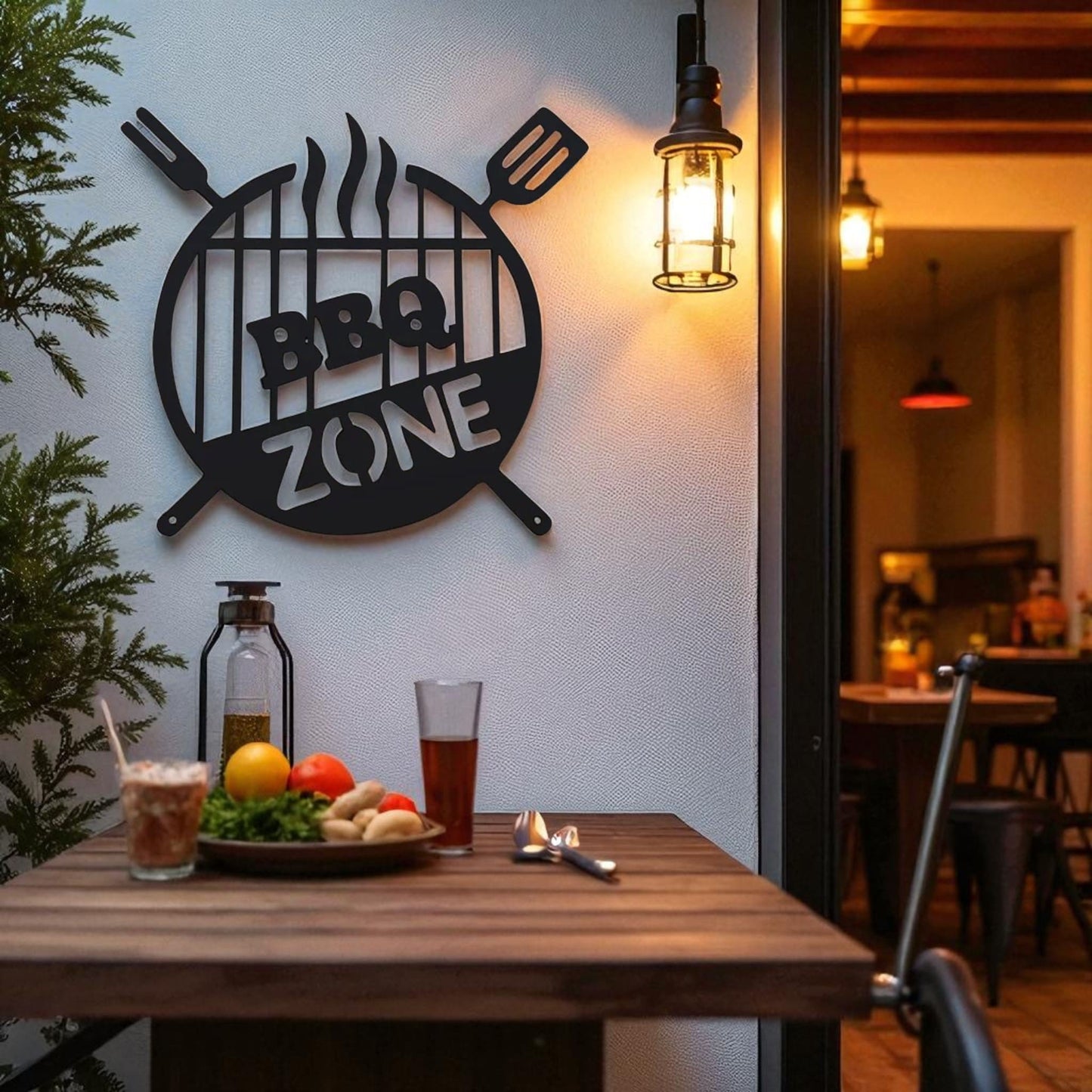 BBQ Zone Metal Sign – Outdoor Grill & Patio Wall Decor