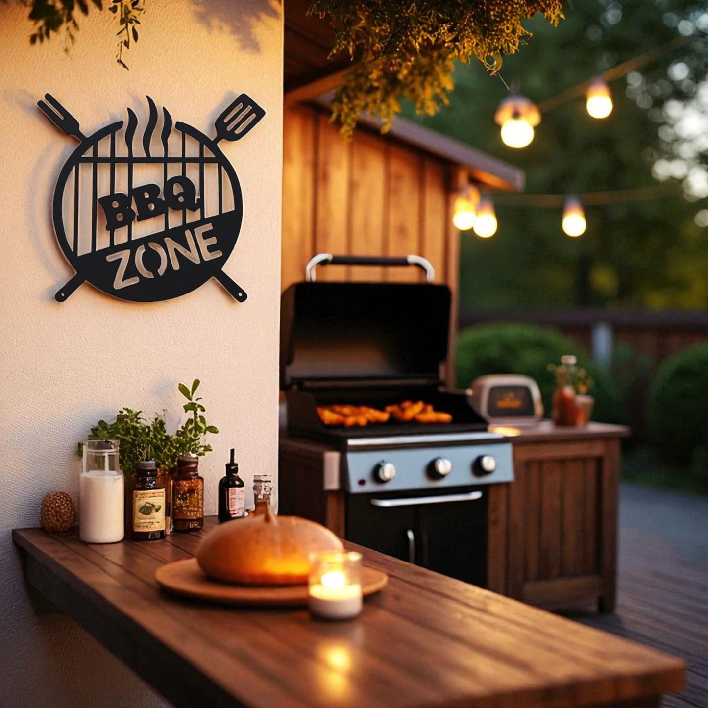 BBQ Zone Metal Sign – Outdoor Grill & Patio Wall Decor