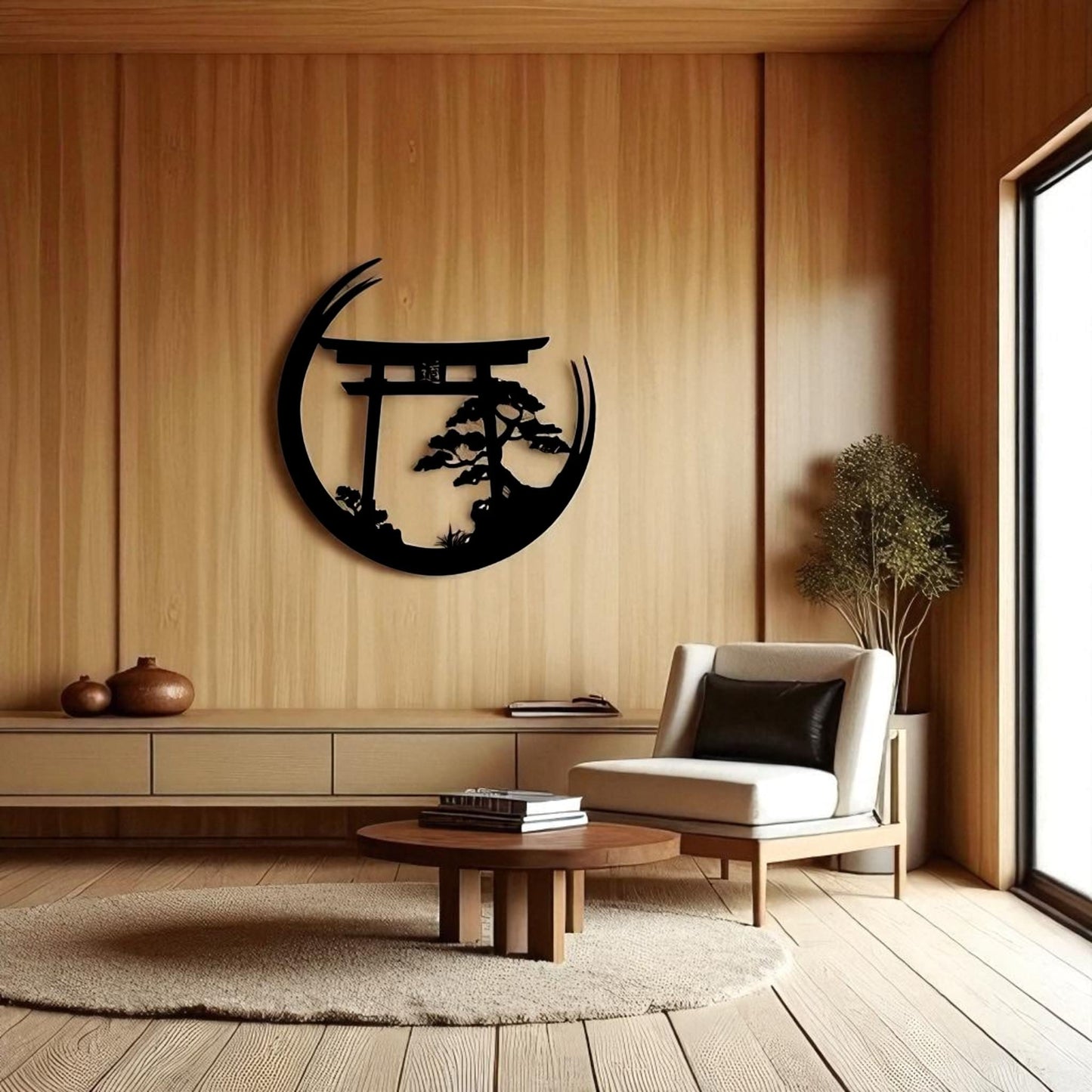 Japanese Torii Gate Metal Wall Sculpture – Zen Bonsai Art