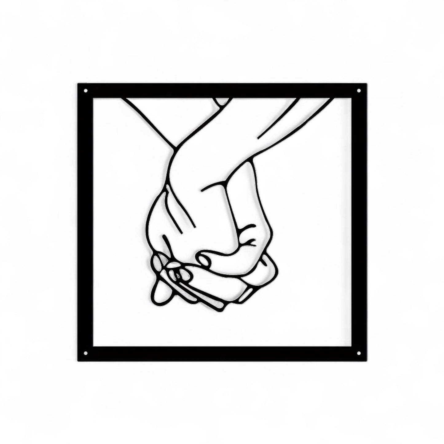Minimalist Hand Line Art – Black Metal Wall Art