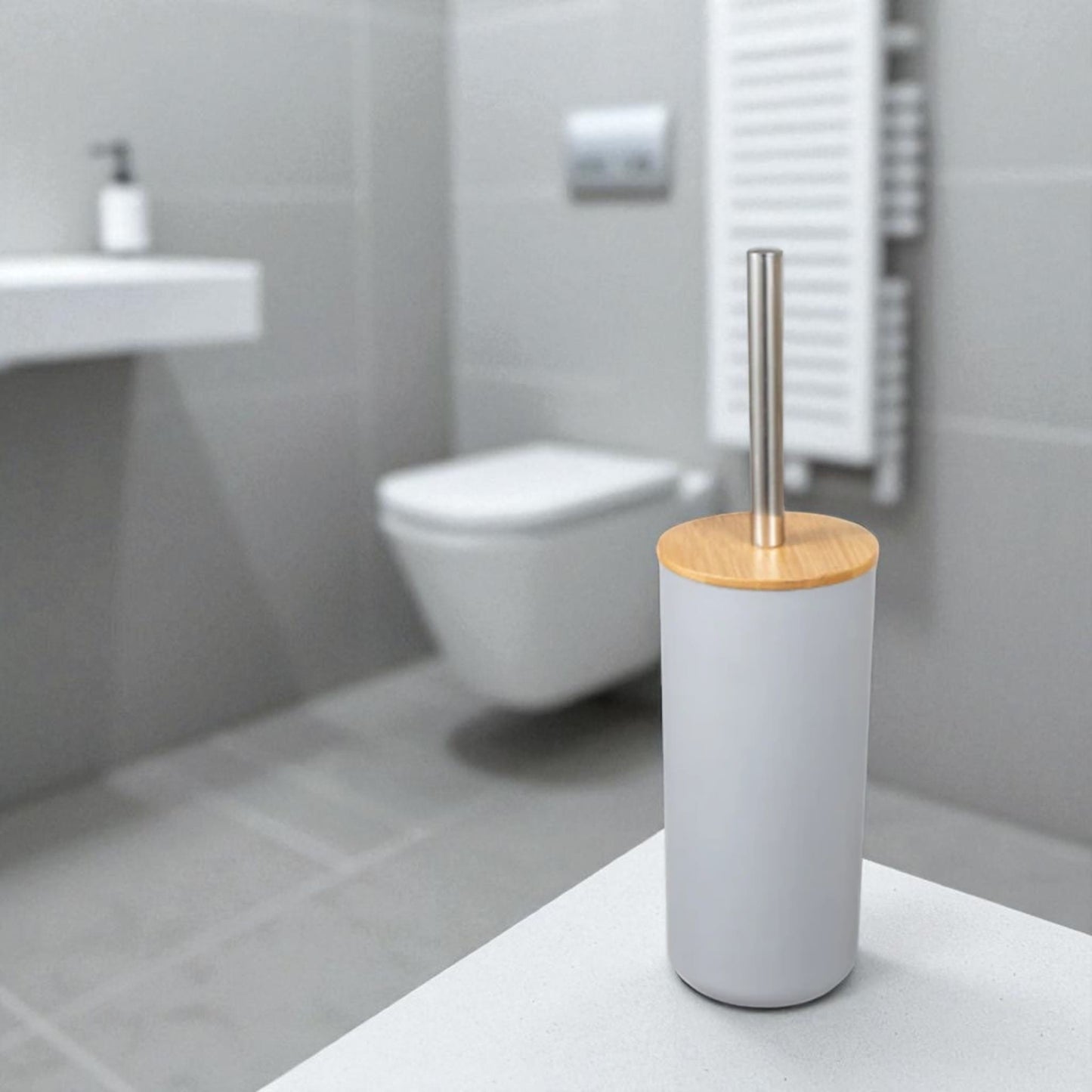 Bathroom accessories set 6-piece – bamboo minimalist decor - Geniogoods