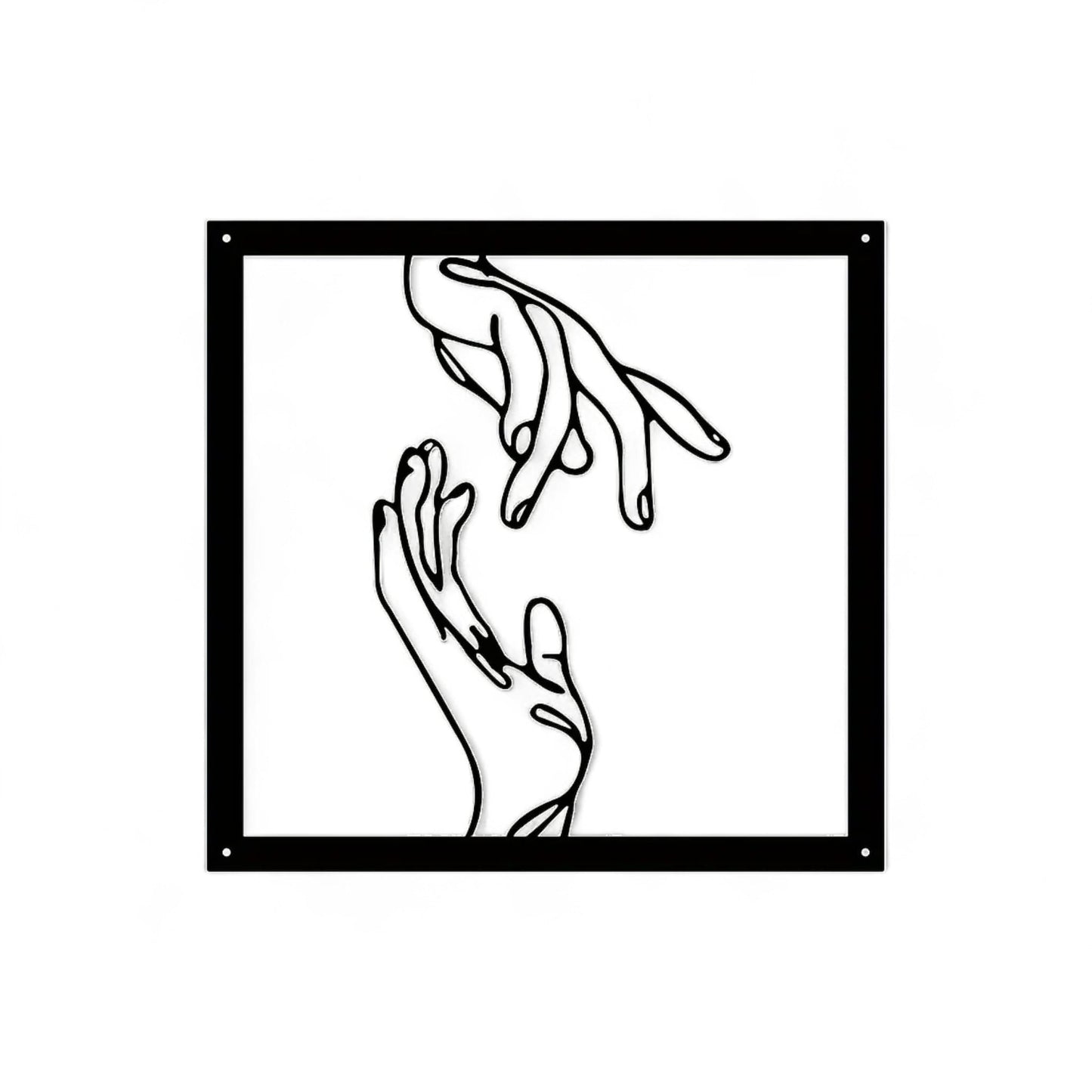 Minimalist Hand Line Art – Black Metal Wall Art