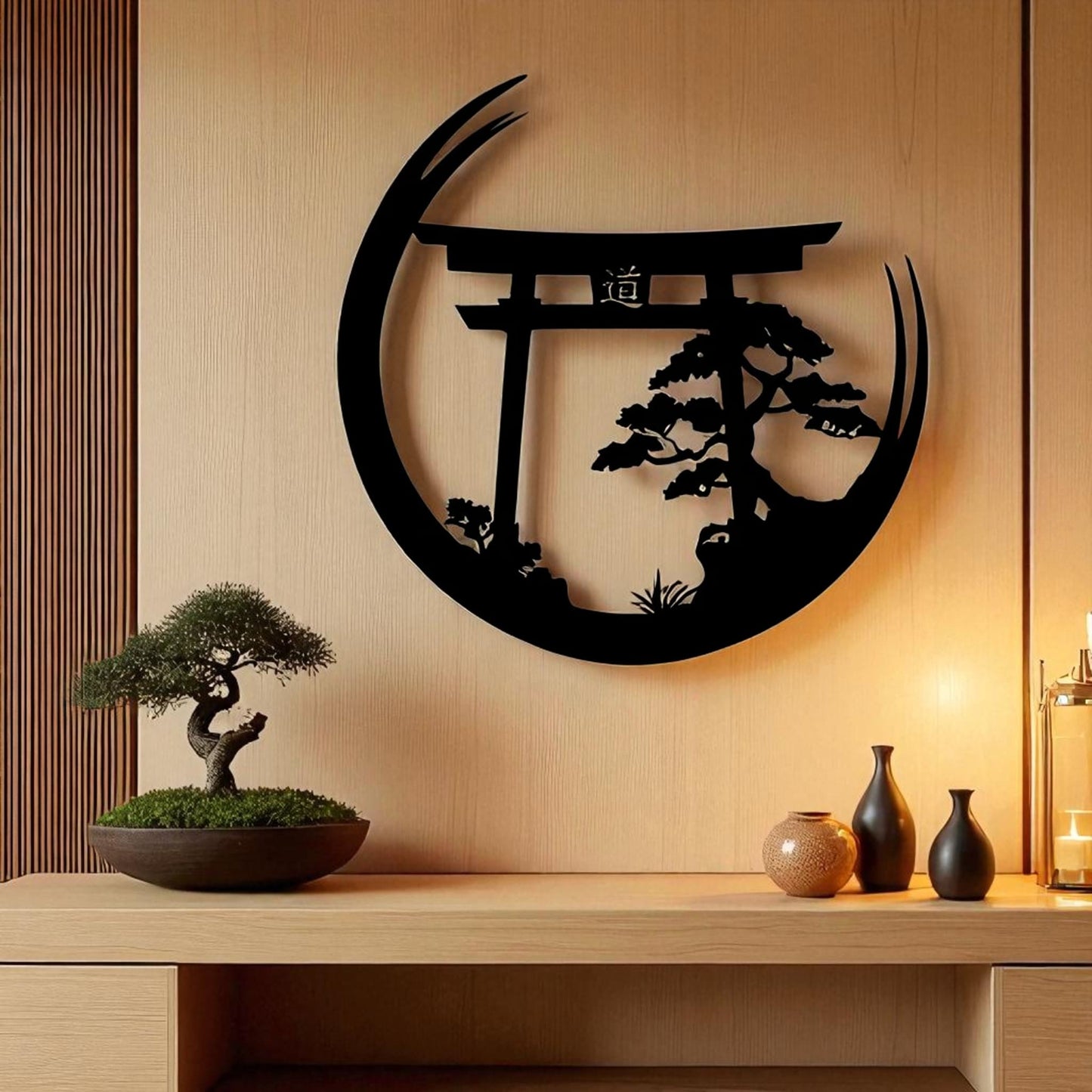 Japanese Torii Gate Metal Wall Sculpture – Zen Bonsai Art