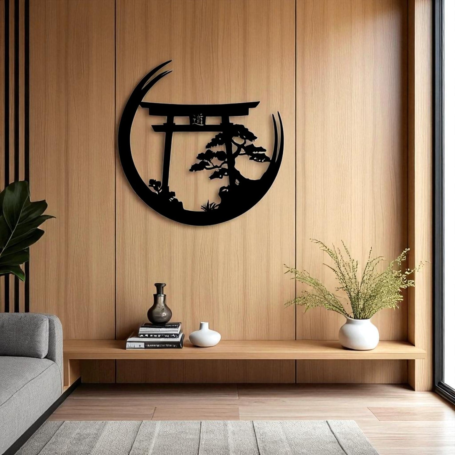 Japanese Torii Gate Metal Wall Sculpture – Zen Bonsai Art