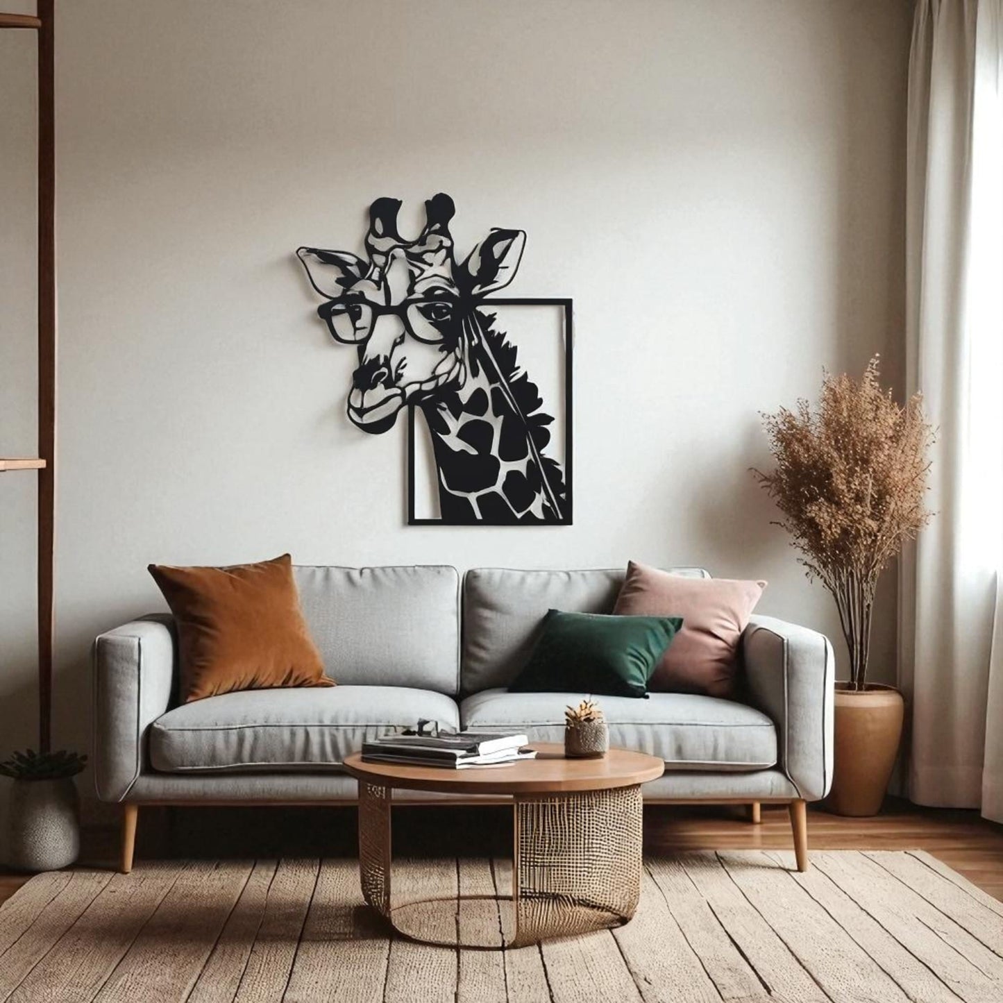 Giraffe Metal Wall Art with Glasses – Fun Animal Lover Decor