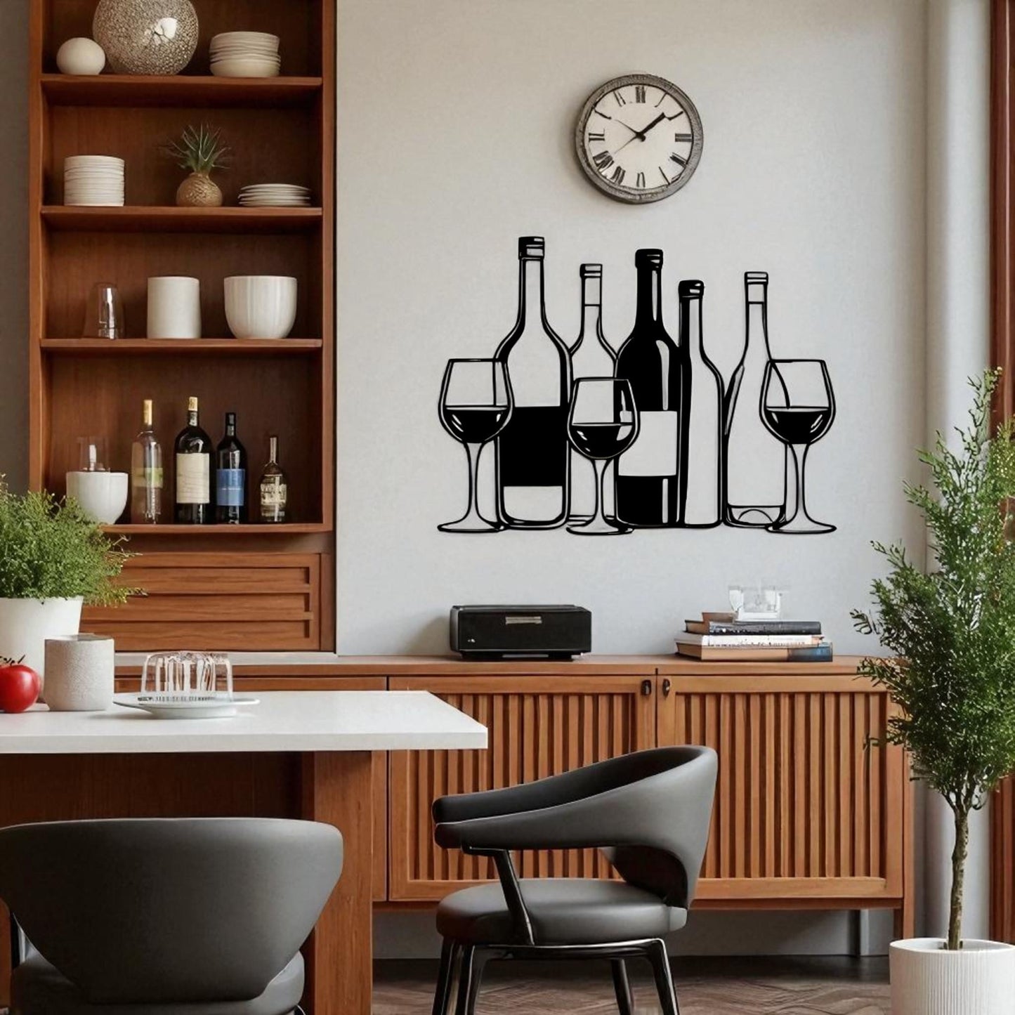 Metal Wine Bottles & Glasses Wall Art – Bar Kitchen Decor