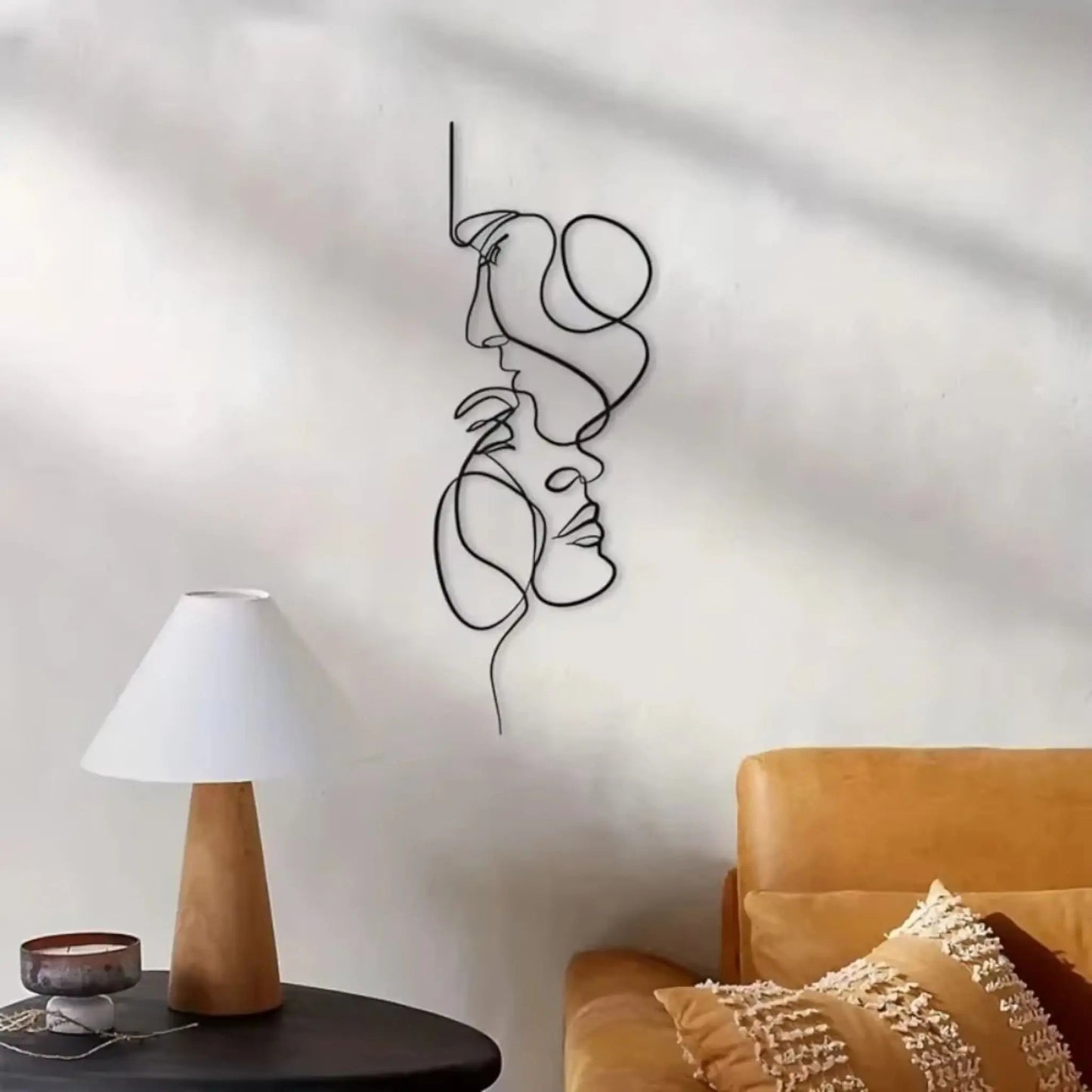 Abstract Face Metal Wall Art – Minimalist Line Sculpture Decor Geniogoods