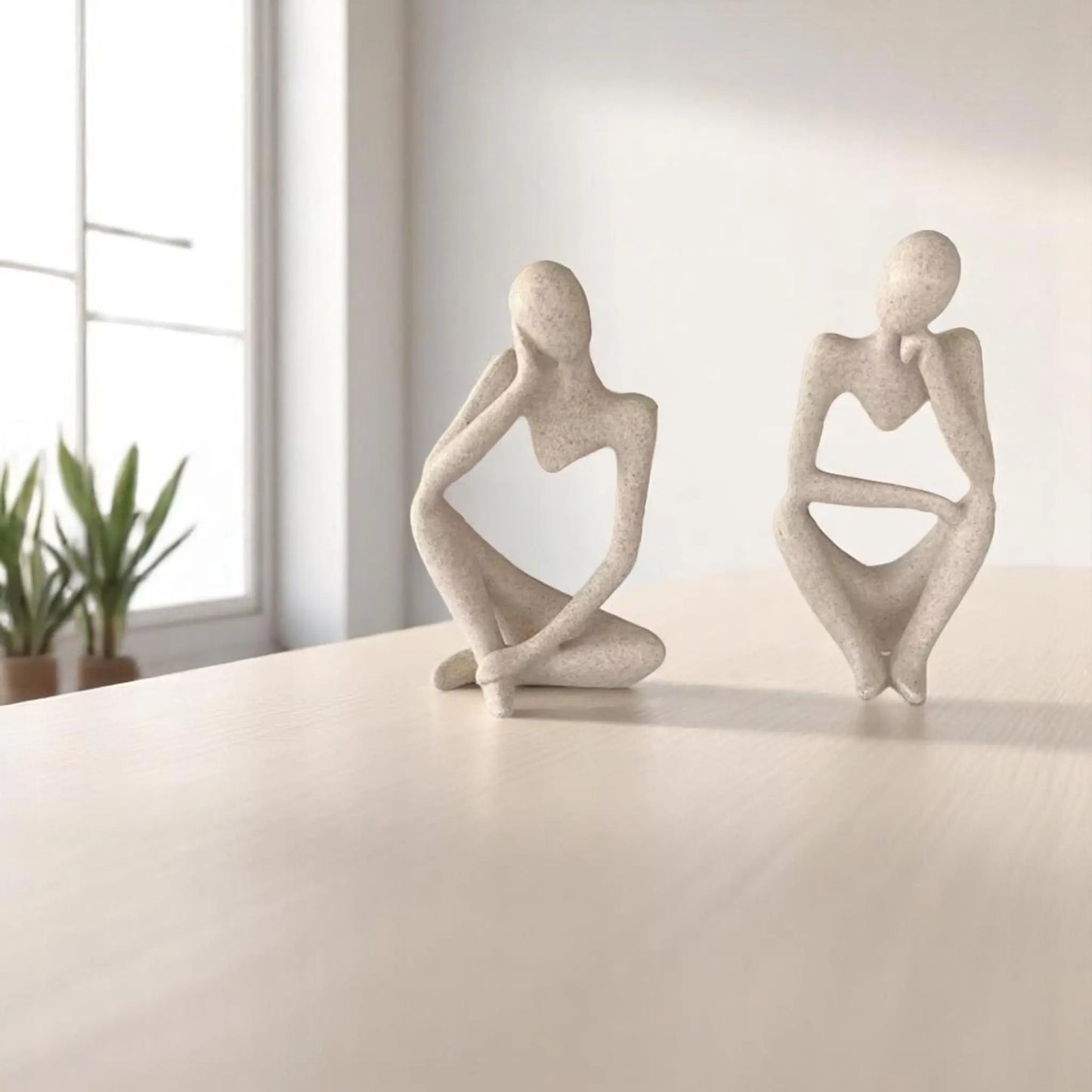 Abstract Thinker Statue – Sand Resin Sculpture for Modern Home Decor Geniogoods