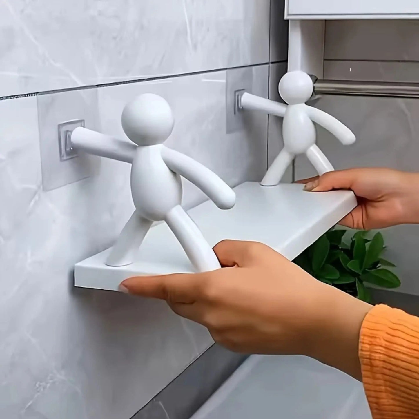 Adhesive Bathroom Shelf – Funny Human Figure Shower Organizer Geniogoods