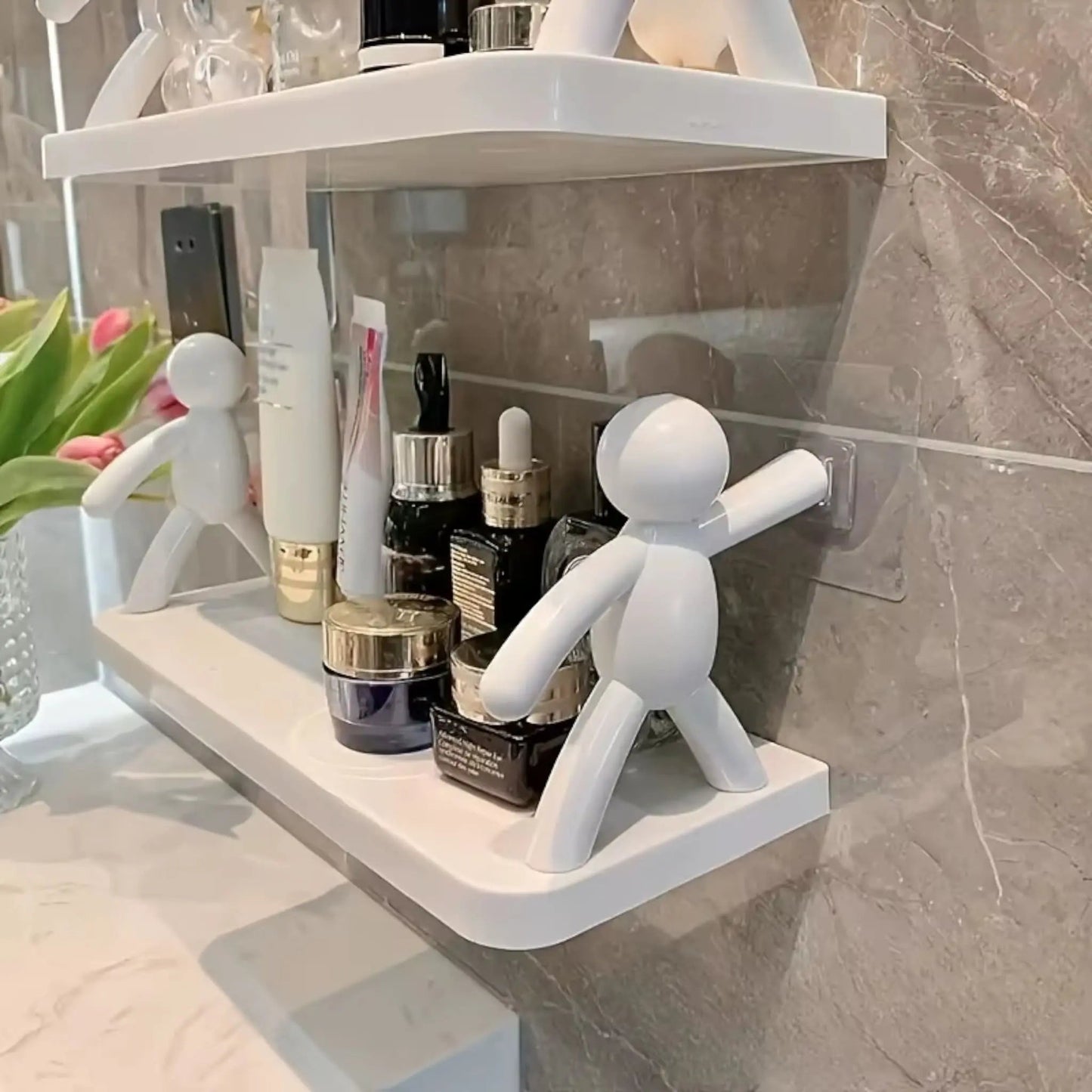 Adhesive Bathroom Shelf – Funny Human Figure Shower Organizer Geniogoods