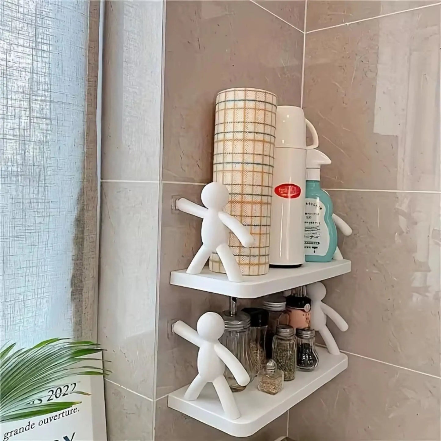 Adhesive Bathroom Shelf – Funny Human Figure Shower Organizer Geniogoods