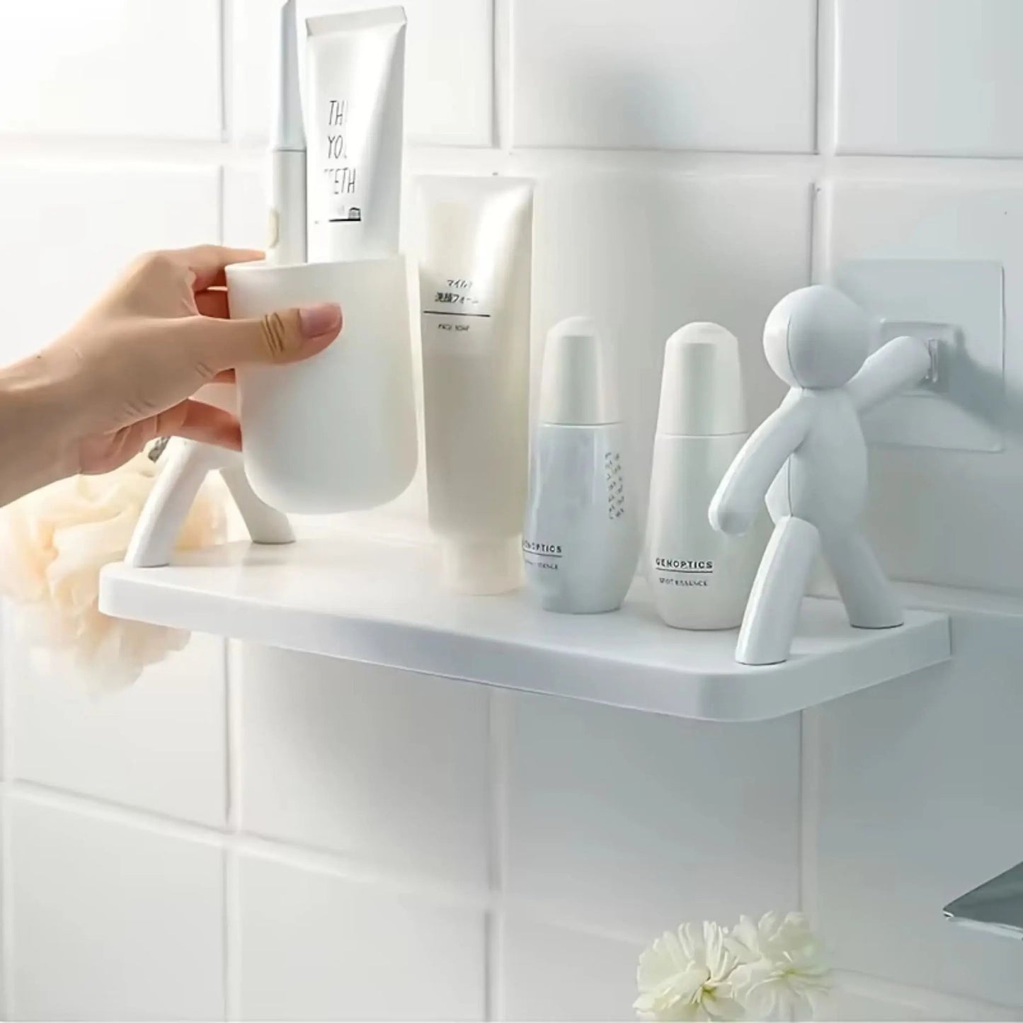 Adhesive Bathroom Shelf – Funny Human Figure Shower Organizer Geniogoods