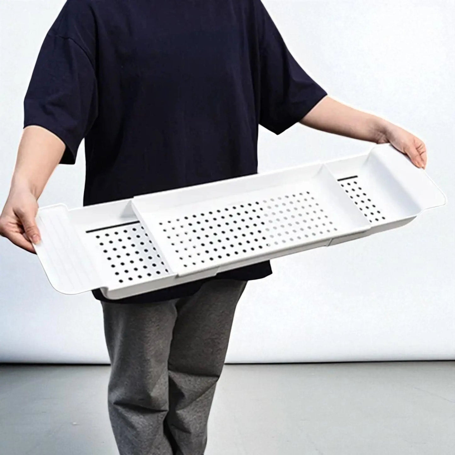 Bathtub tray shelf – retractable bath caddy in black or white Geniogoods