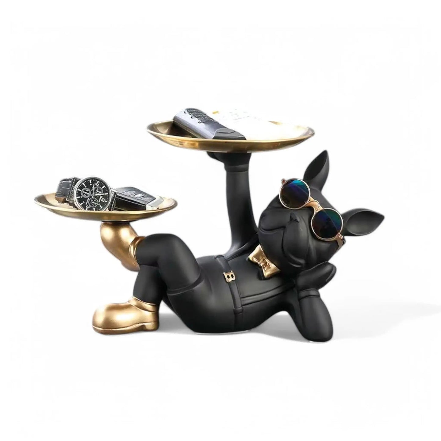 Bulldog Tray Statue – Decorative Resin Storage Tray for Keys & Jewelry Geniogoods