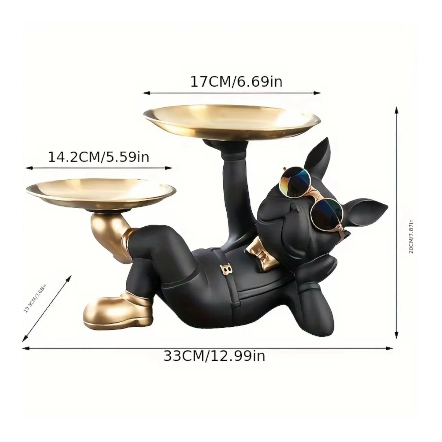 Bulldog Tray Statue – Decorative Resin Storage Tray for Keys & Jewelry Geniogoods