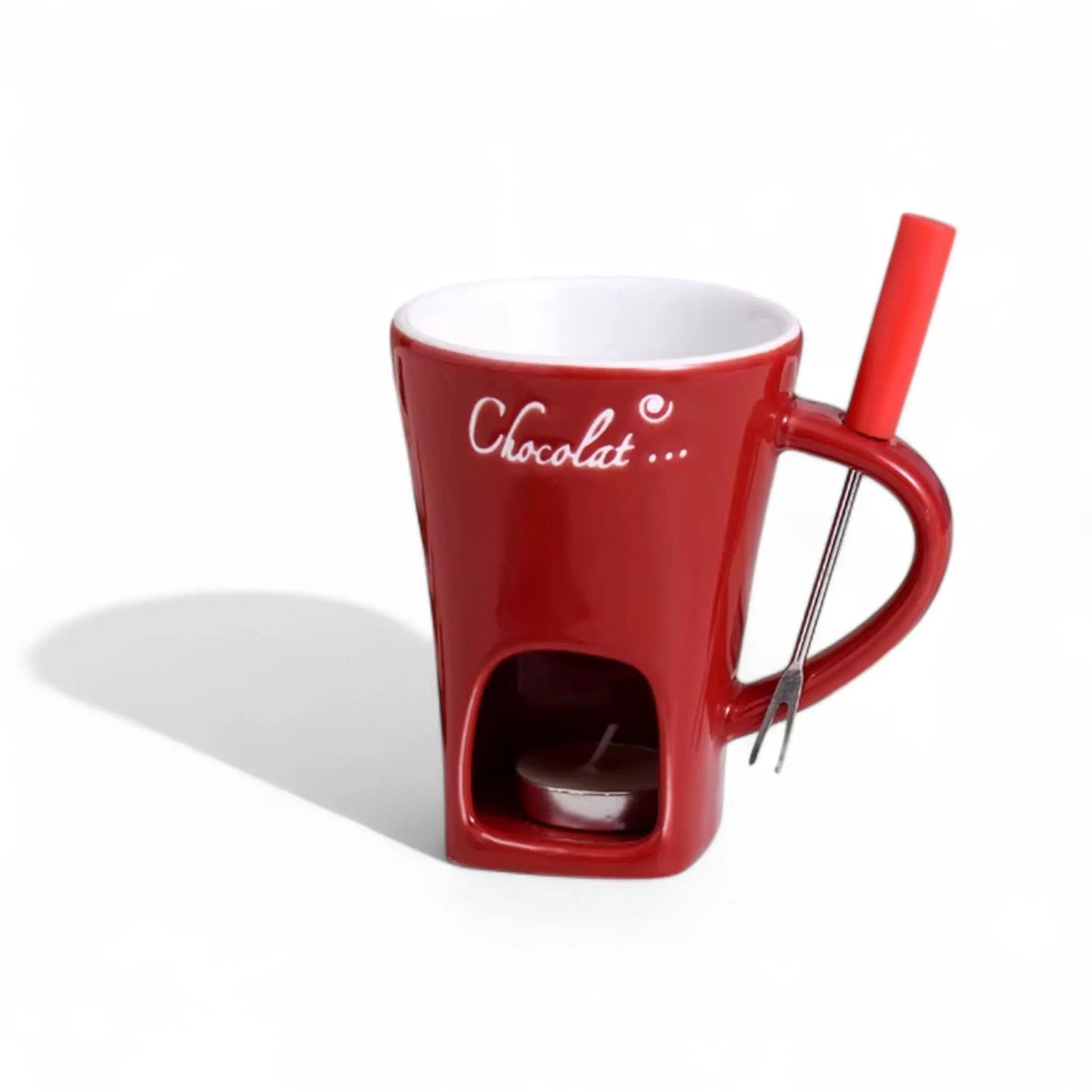 Ceramic Fondue Mug Set – Chocolate Melting Cup with Fork 🍫 Geniogoods