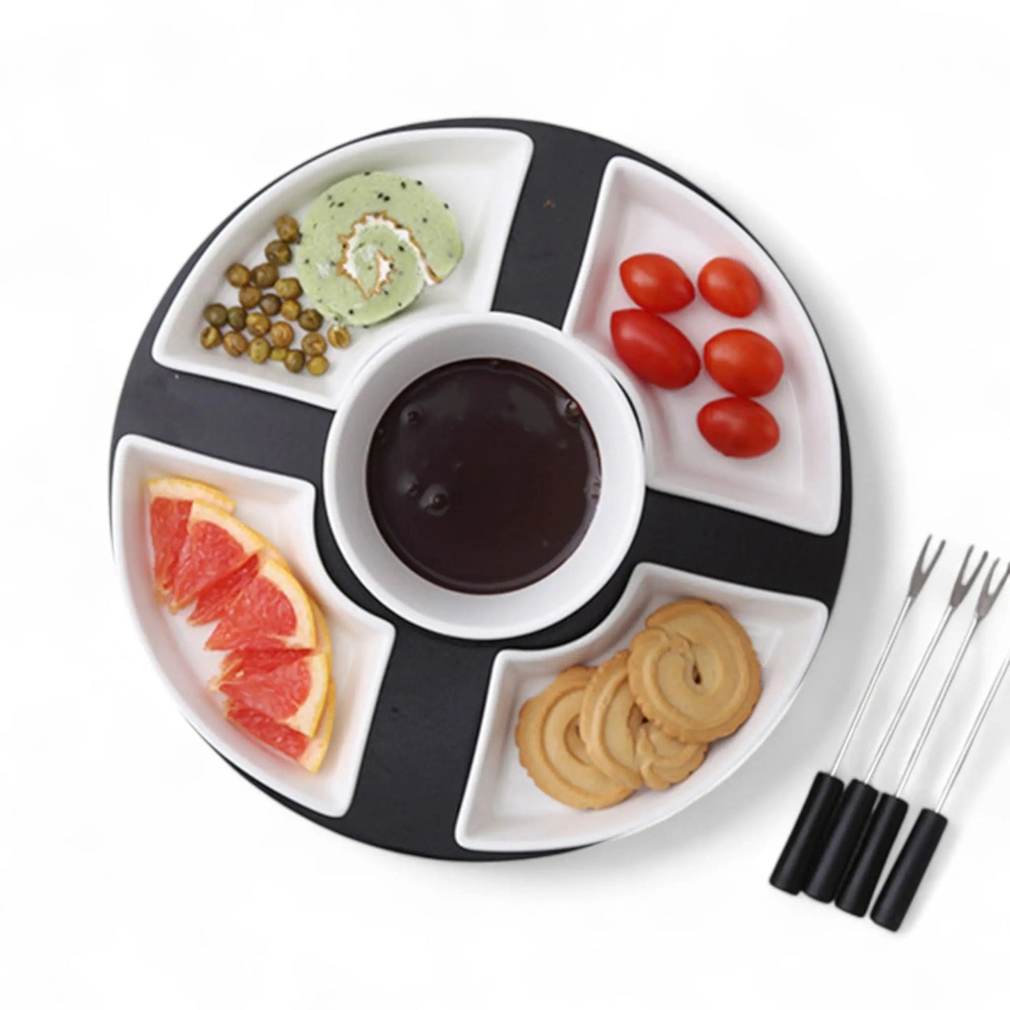 Ceramic Fondue Set for Chocolate – DIY Romantic Dessert Serving Kit Geniogoods