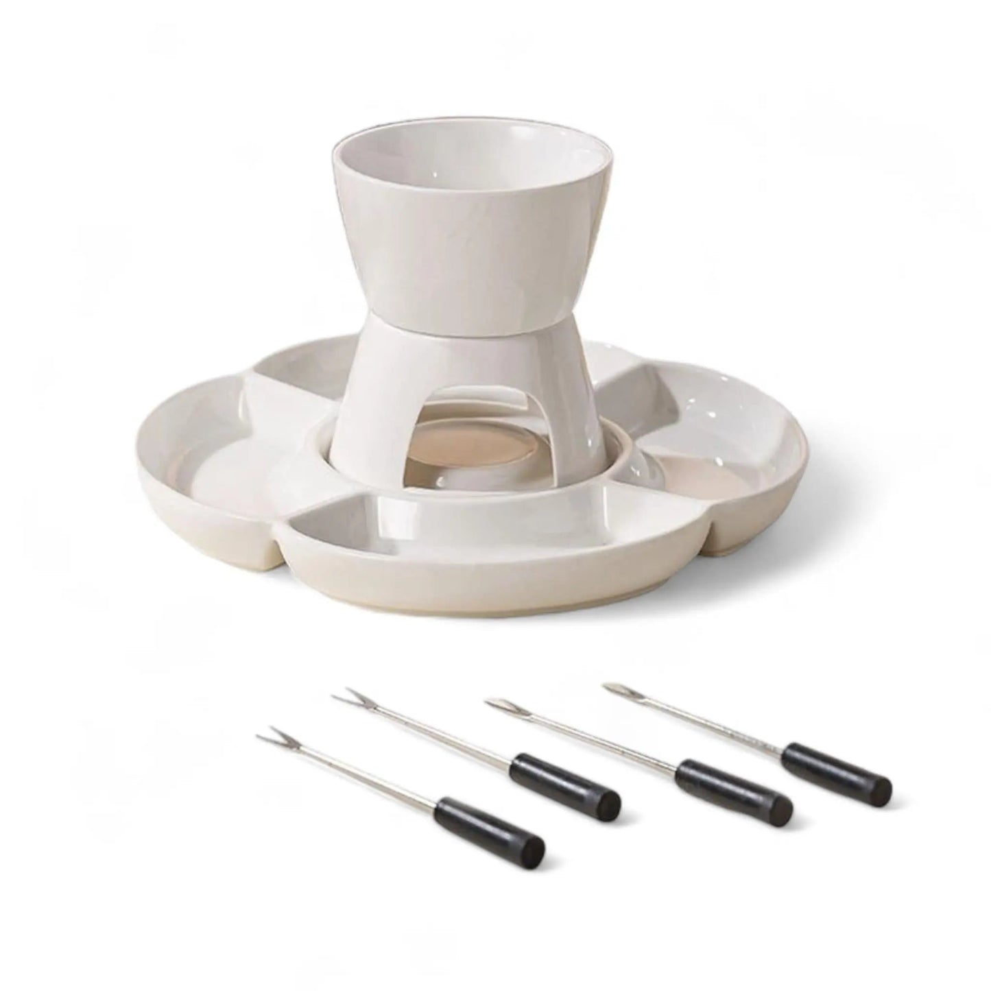 Ceramic Fondue Set for Chocolate – DIY Romantic Dessert Serving Kit Geniogoods