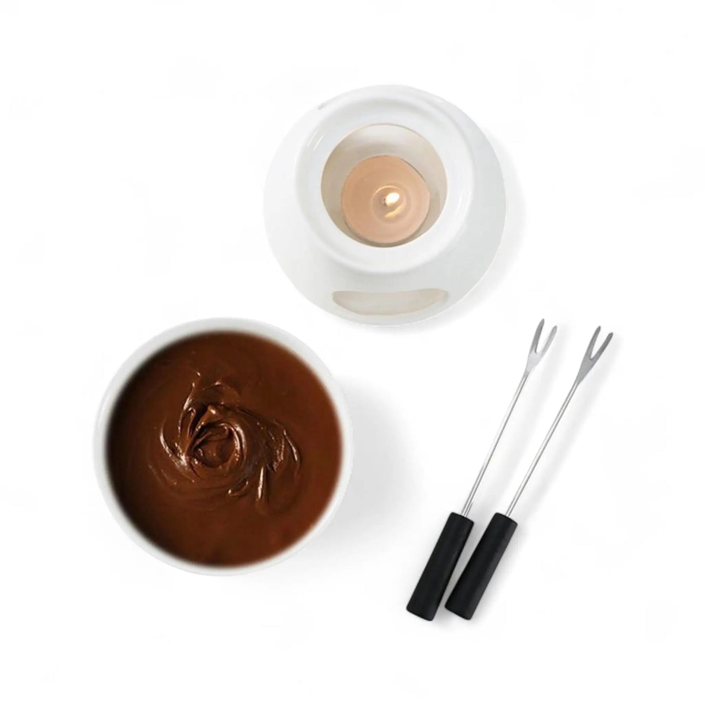 Ceramic Fondue Set for Chocolate – DIY Romantic Dessert Serving Kit Geniogoods
