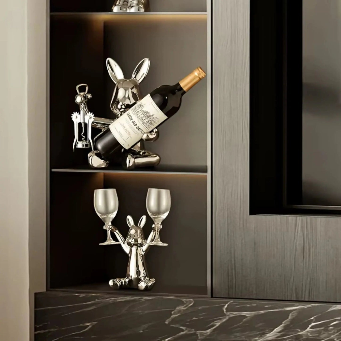 Decorative Wine Rack | Creative Rabbit Holder for Glasses & Bottles Geniogoods