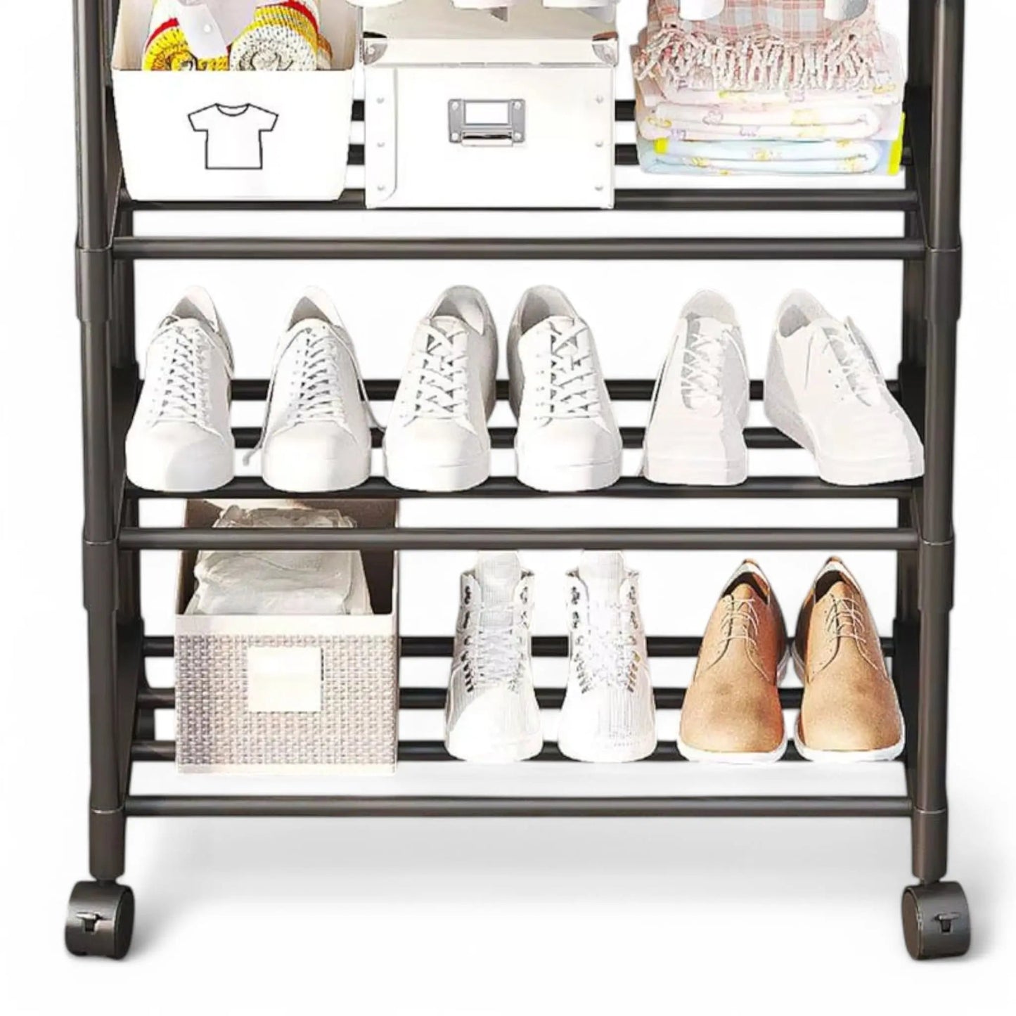Double Rod Clothes Rack with Wheels – Heavy Duty & Space-Saving Geniogoods