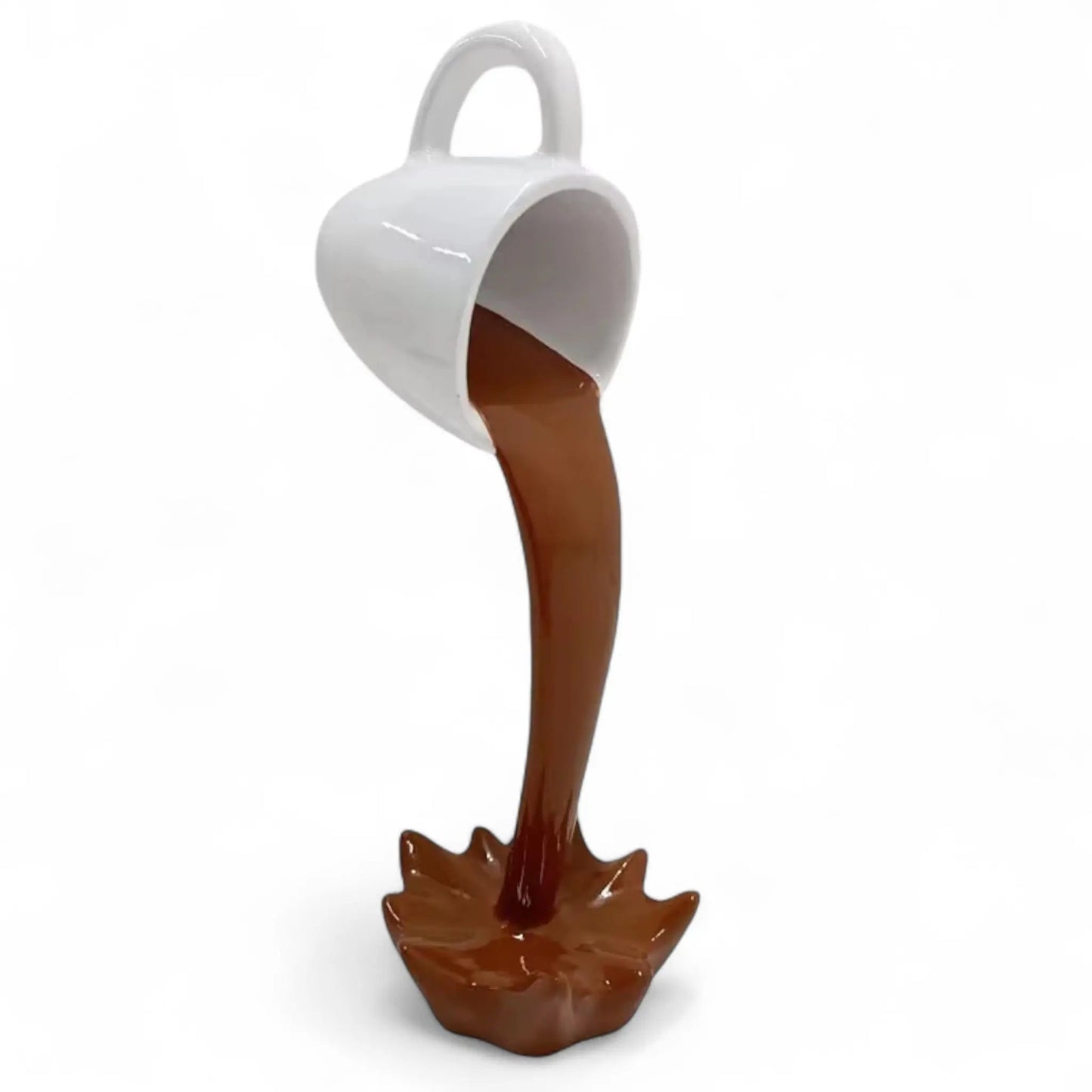 Floating Spilling Coffee Cup Sculpture – Gravity-Defying Coffee Decor Geniogoods