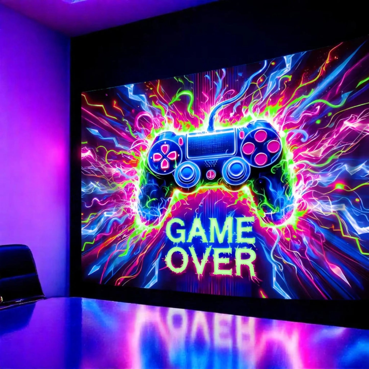 Fluorescent Gaming Wall Tapestry – UV Reactive Gamer Decor Geniogoods