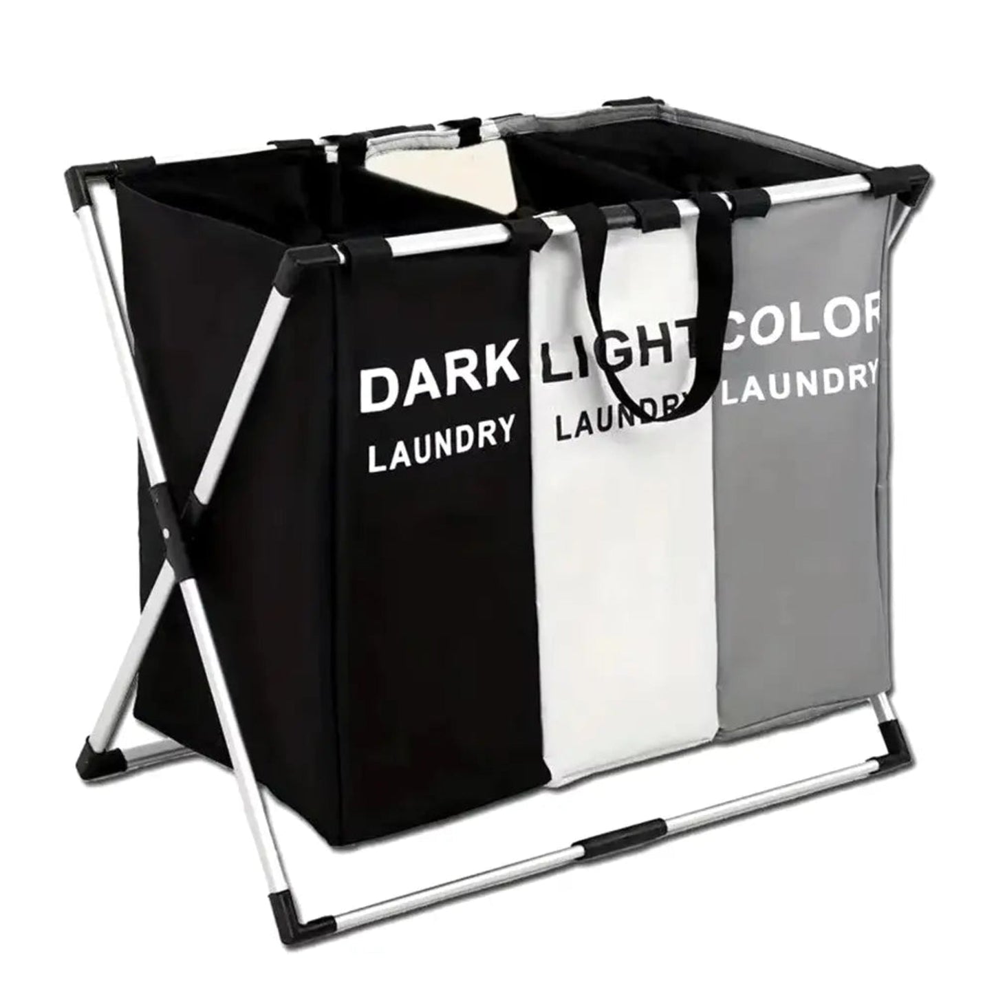 Foldable Laundry Basket - 3-Grid Waterproof Clothes Organizer