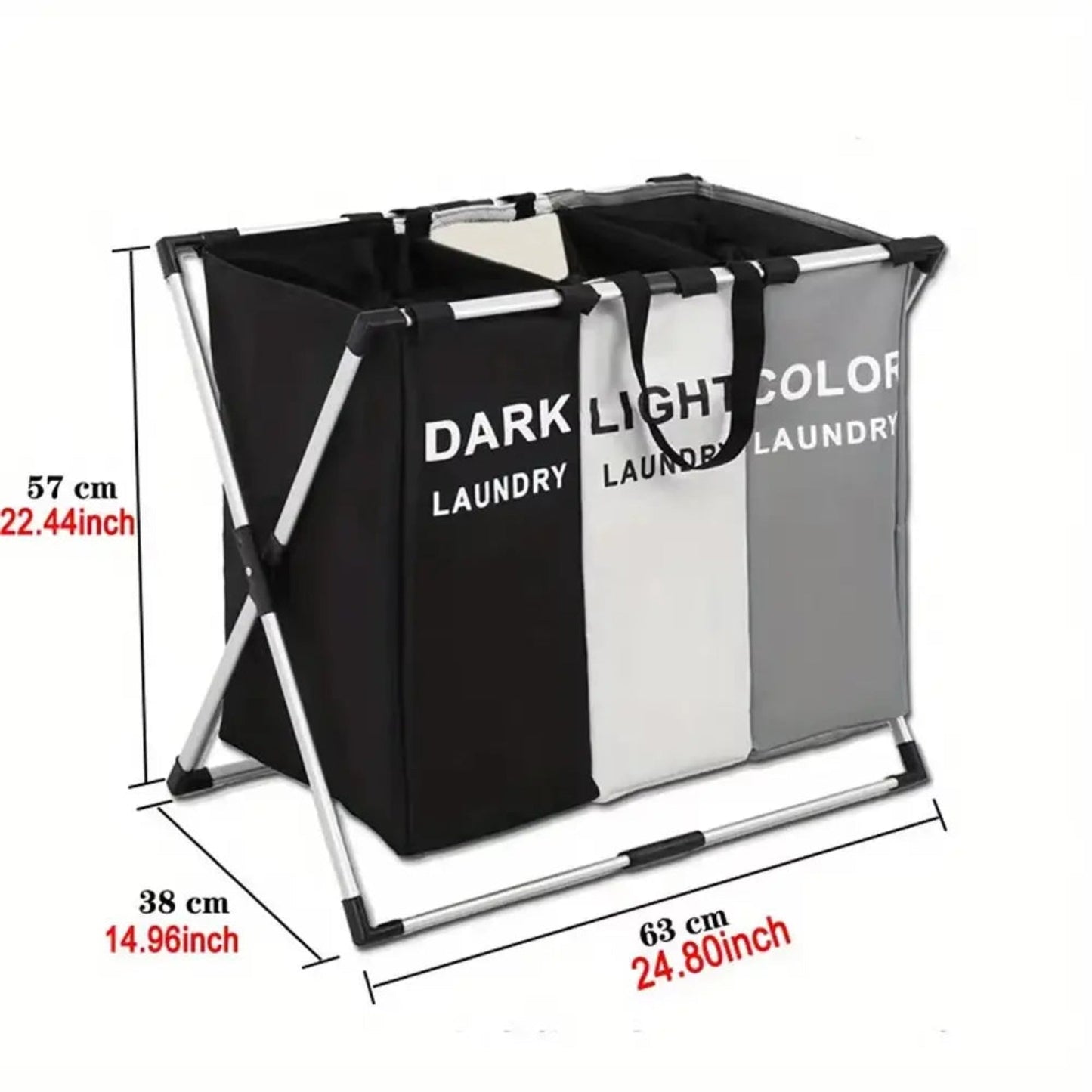 Foldable Laundry Basket - 3-Grid Waterproof Clothes Organizer