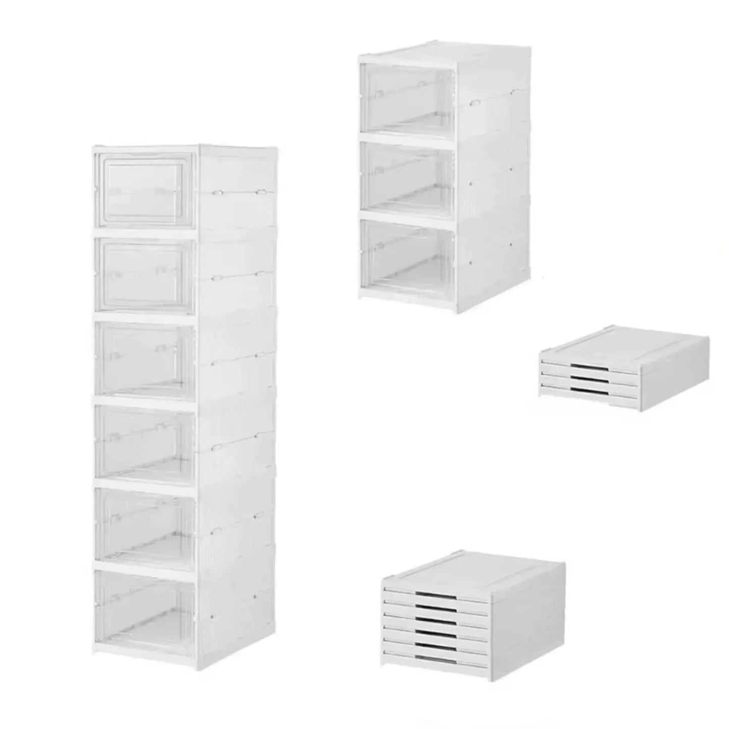 Foldable Stackable Shoe Box Organizer – Transparent, Dustproof & Modular Design Geniogoods