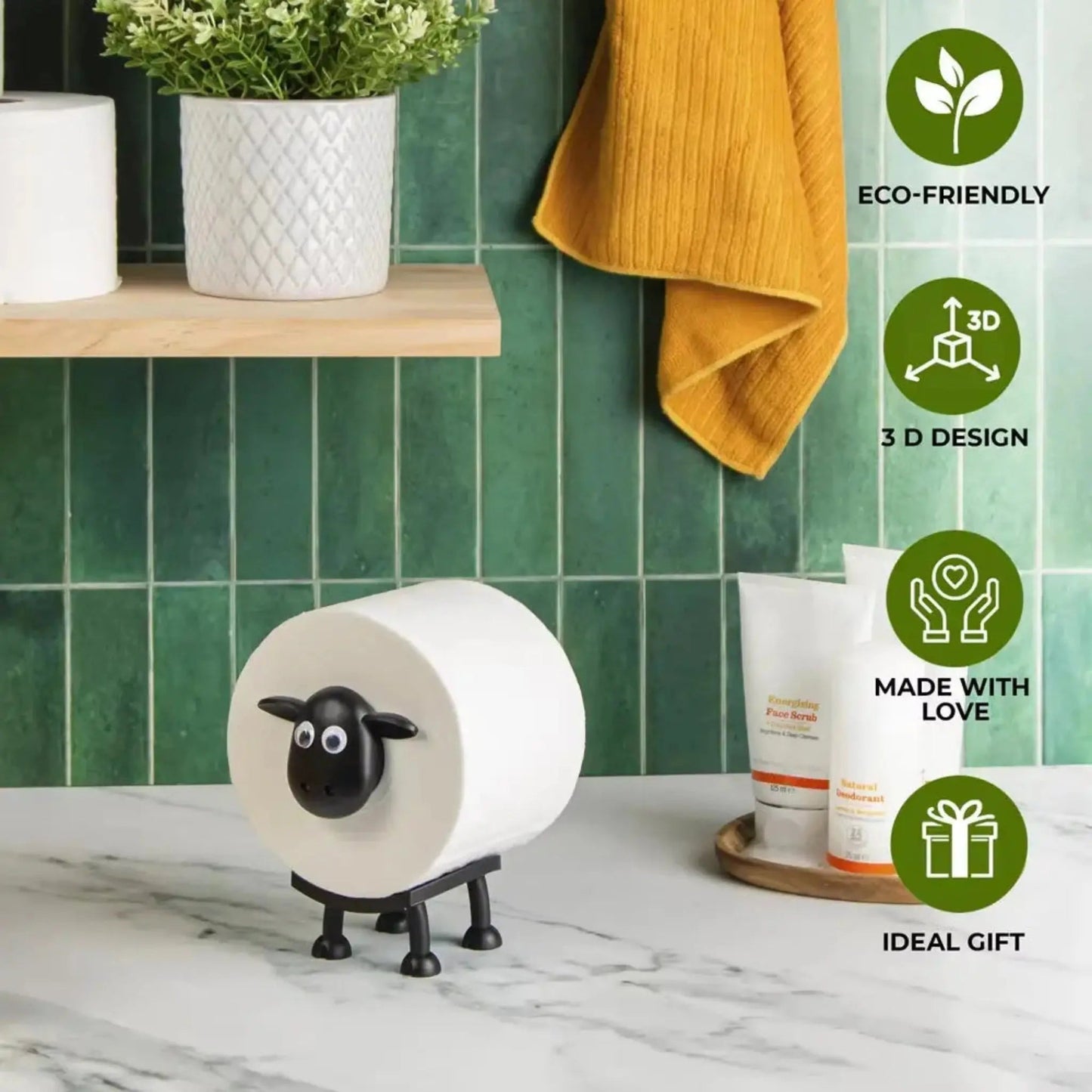 Funny Sheep Toilet Paper Holder – Whimsical & Functional Bathroom Decor Geniogoods