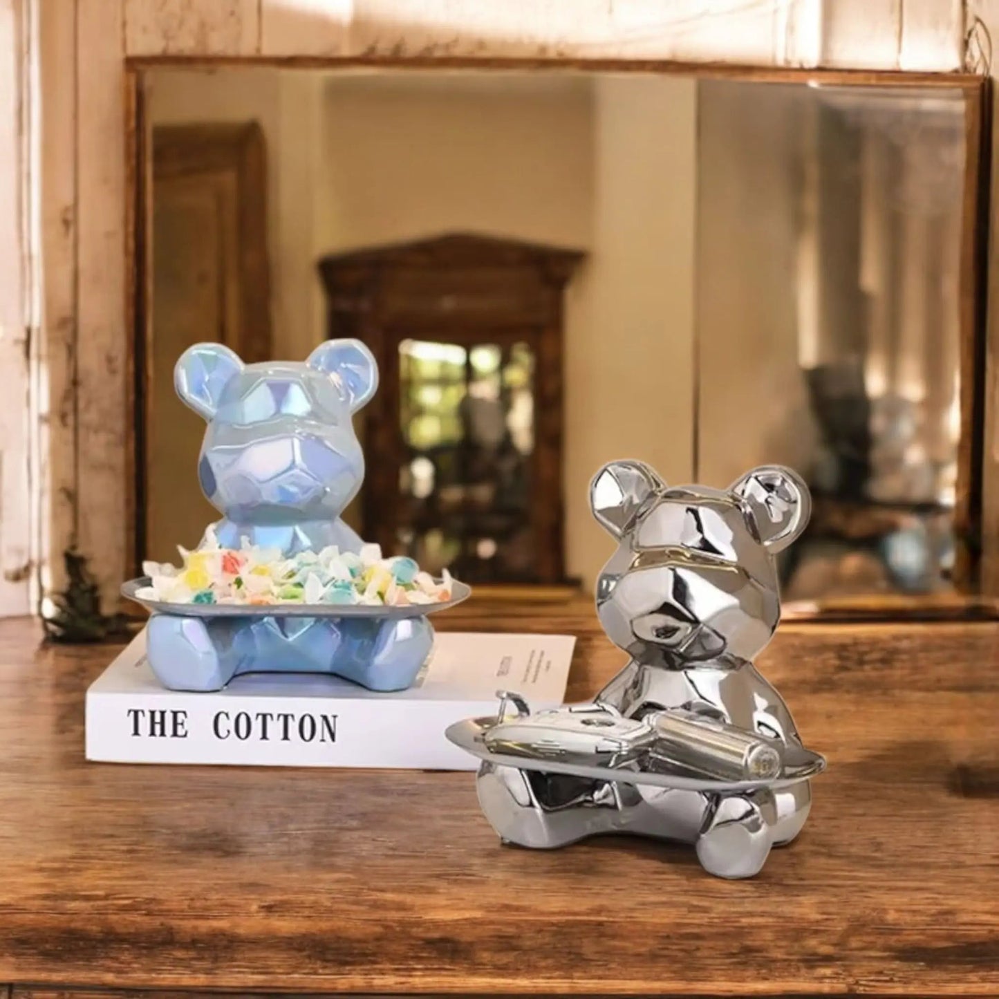 Geometric Bear Storage Tray – Decorative Organizer for Keys & Accessories Geniogoods