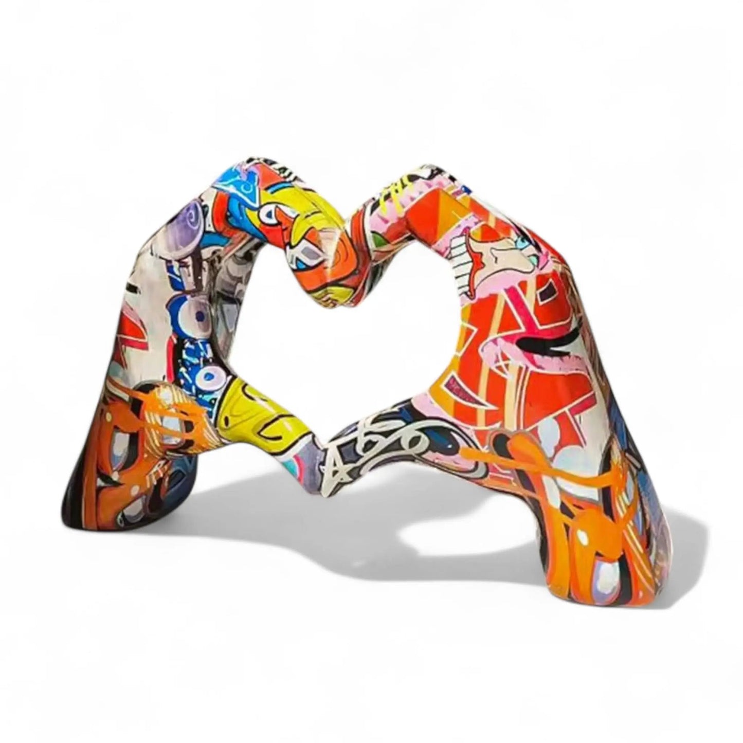 Graffiti Love Heart Gesture Statue – Unique Resin Art Gift Geniogoods