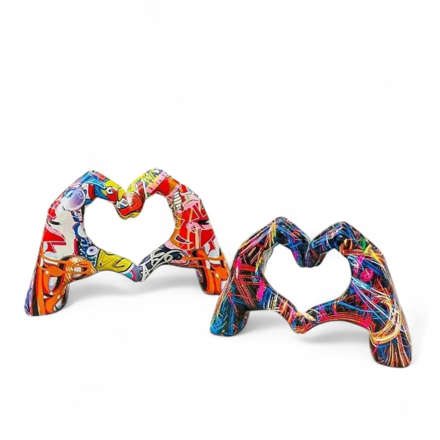 Graffiti Love Heart Gesture Statue – Unique Resin Art Gift Geniogoods