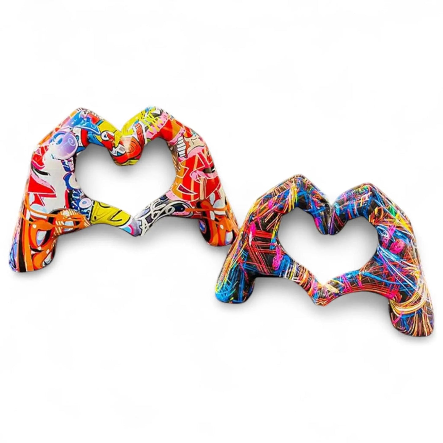 Graffiti Love Heart Gesture Statue – Unique Resin Art Gift Geniogoods