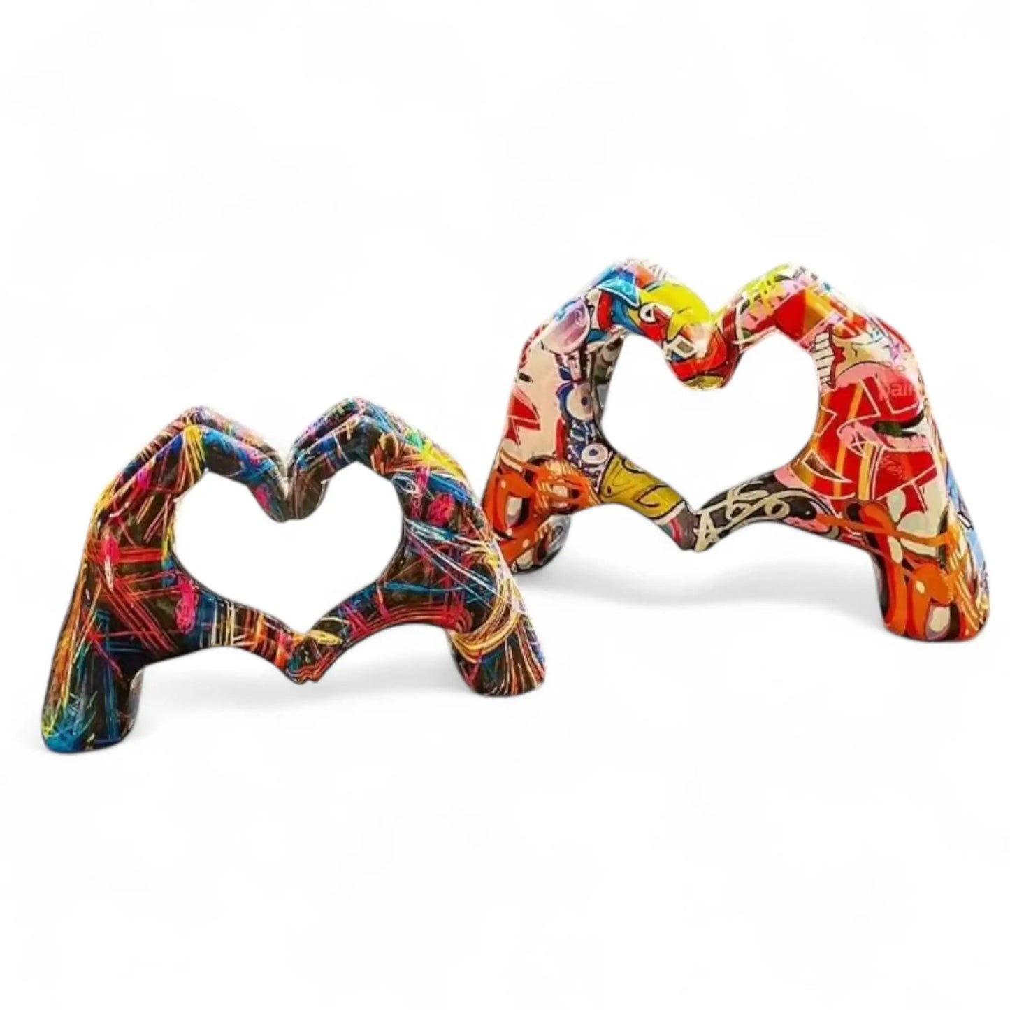 Graffiti Love Heart Gesture Statue – Unique Resin Art Gift Geniogoods