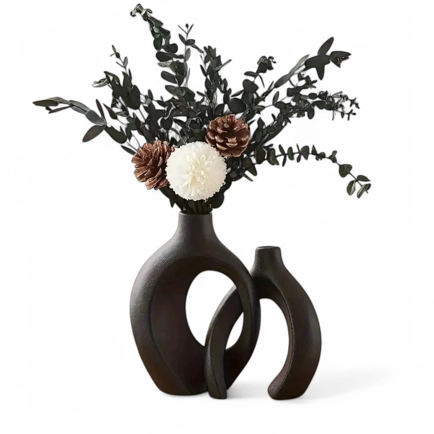 Hollow Nordic Modern Ceramic Vase Set – Elegant Boho Home Decor Geniogoods