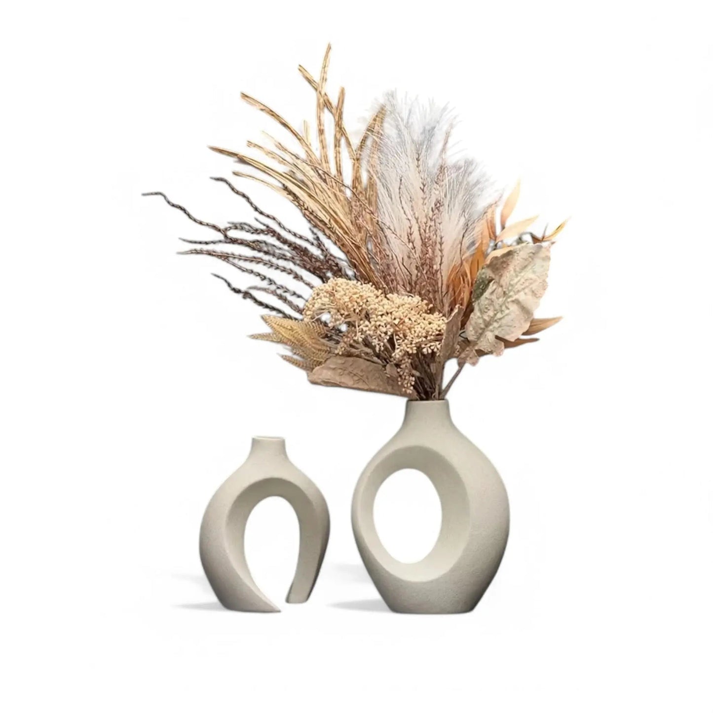 Hollow Nordic Modern Ceramic Vase Set – Elegant Boho Home Decor Geniogoods
