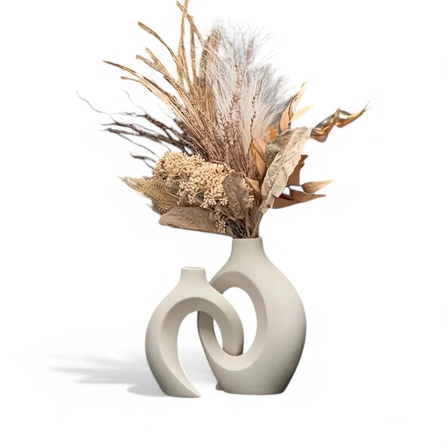 Hollow Nordic Modern Ceramic Vase Set – Elegant Boho Home Decor Geniogoods